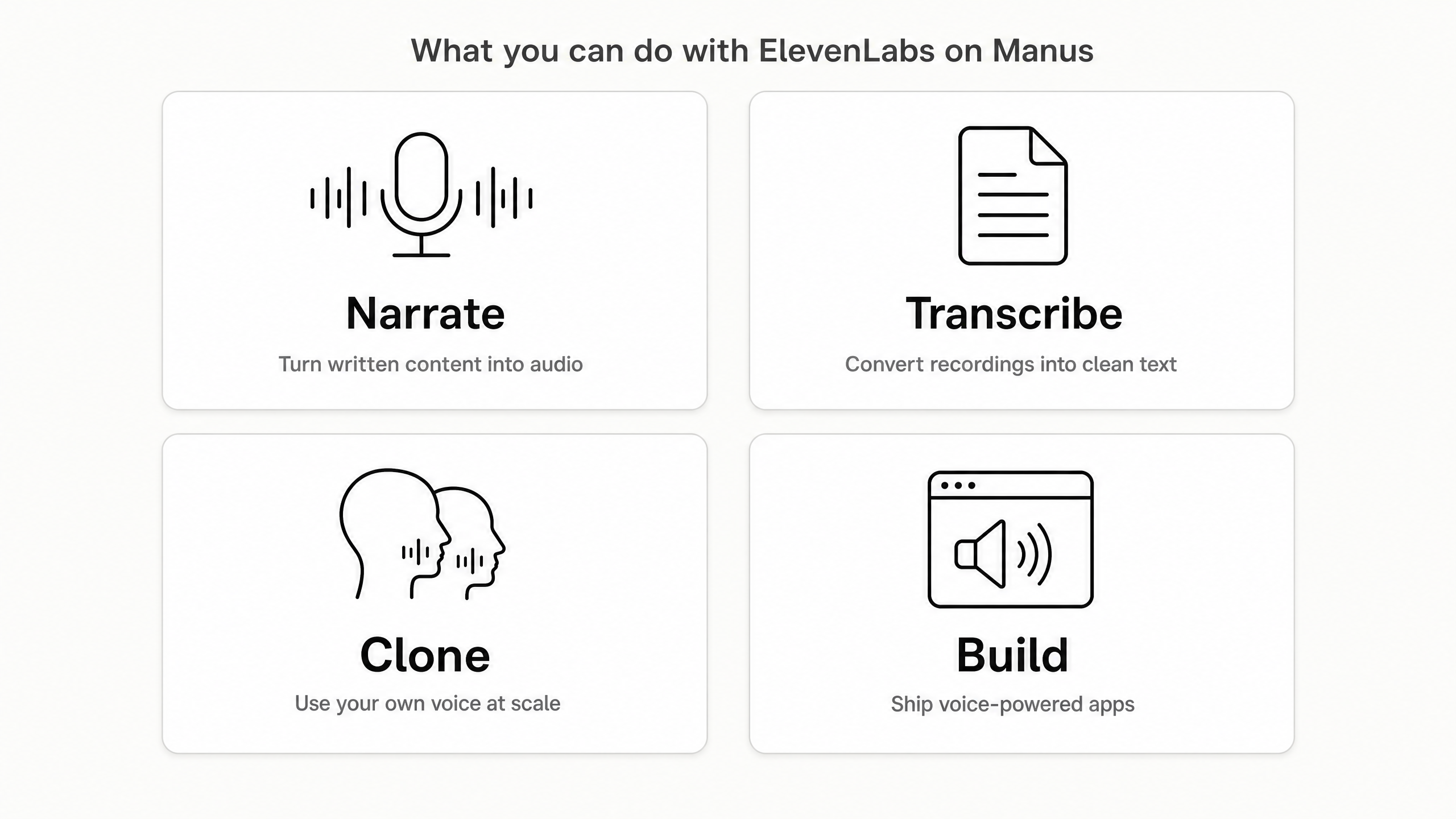 Manus handling audio generation from the first prompt