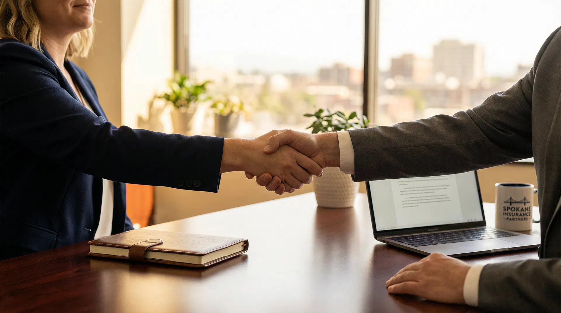 Austin Ehlo meeting with a client in Spokane