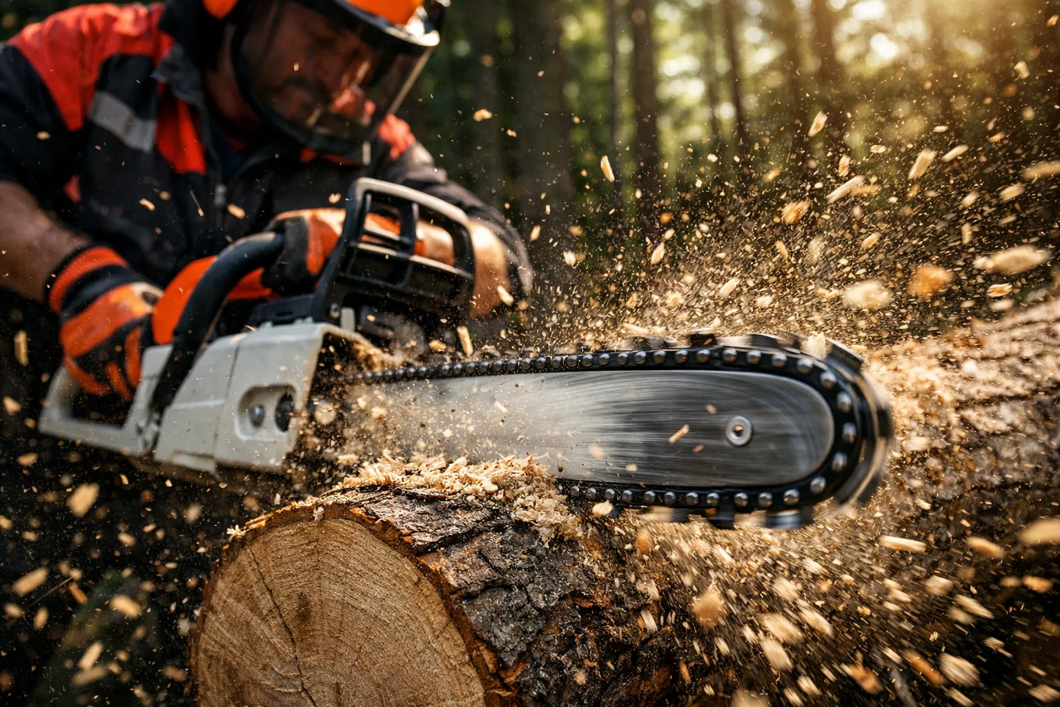 Chainsaw in action