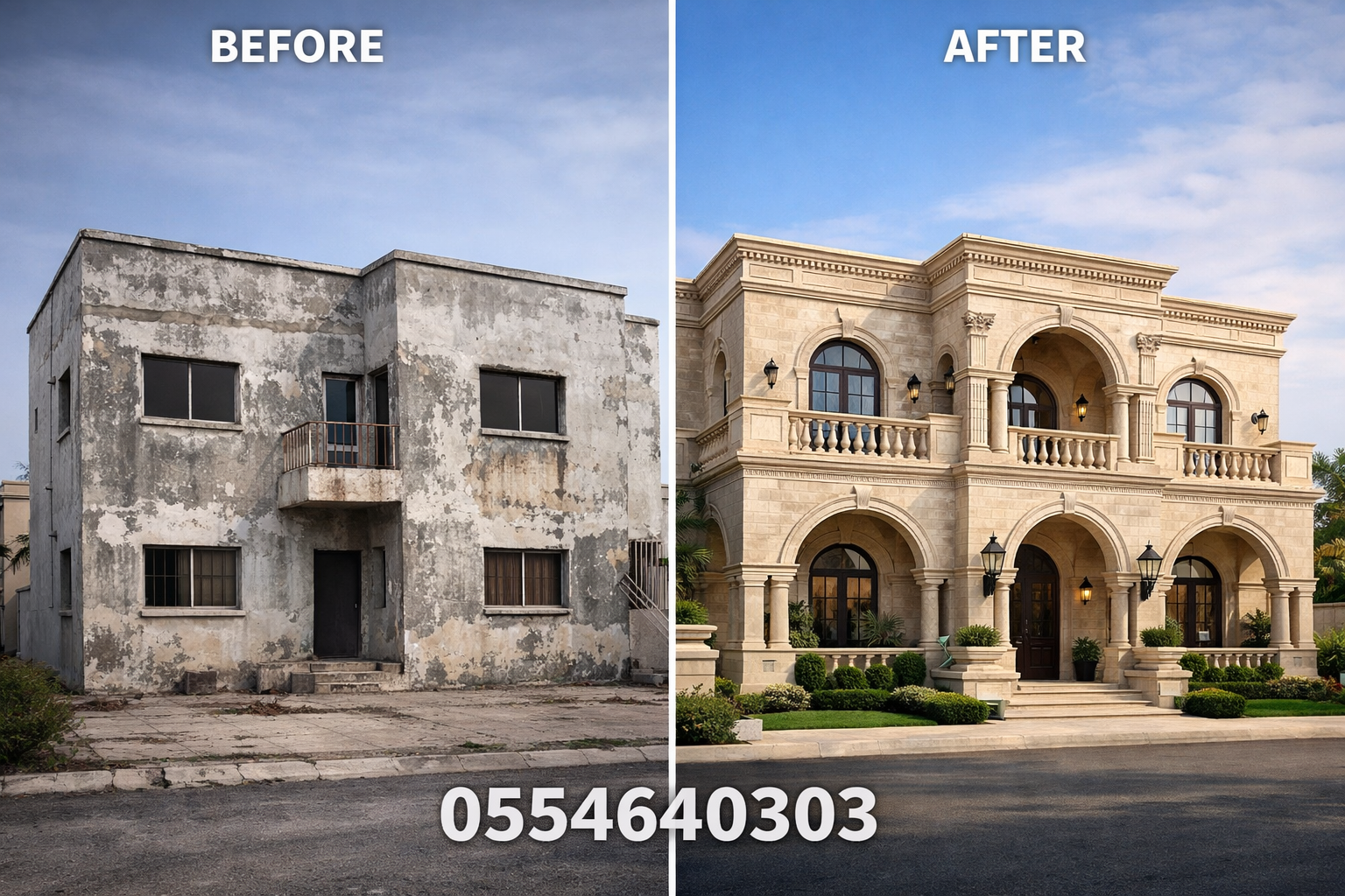 تحول واجهة فيلا - قبل وبعد