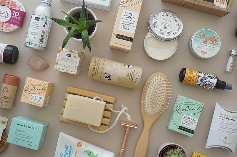 A collection of eco-friendly products including bamboo cotton swabs