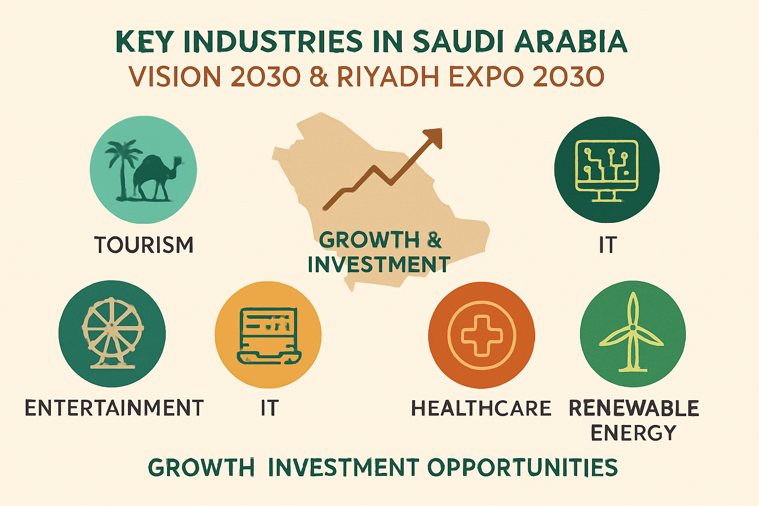 サウジアラビア主要産業インフォグラフィック