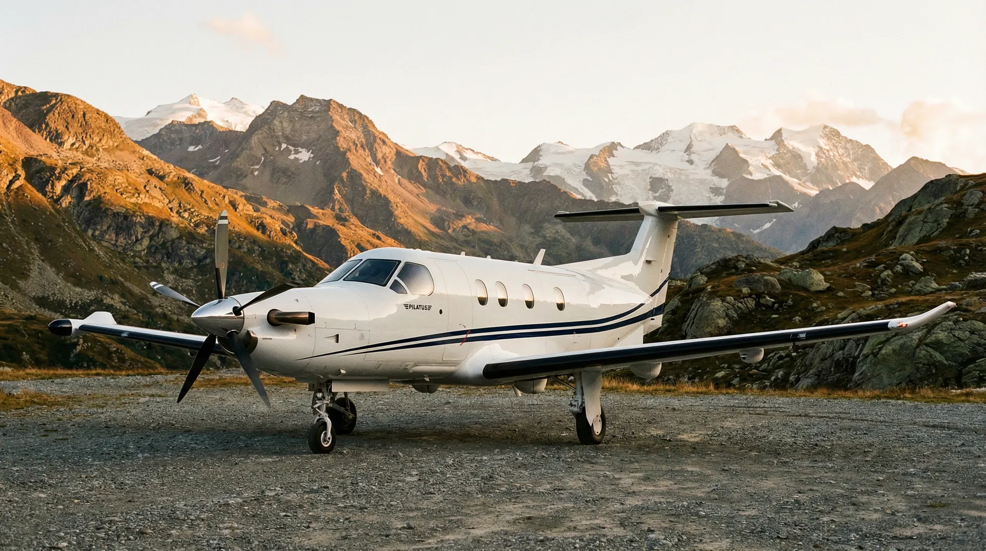 Pilatus PC-12 NGX em pista curta cercada por montanhas