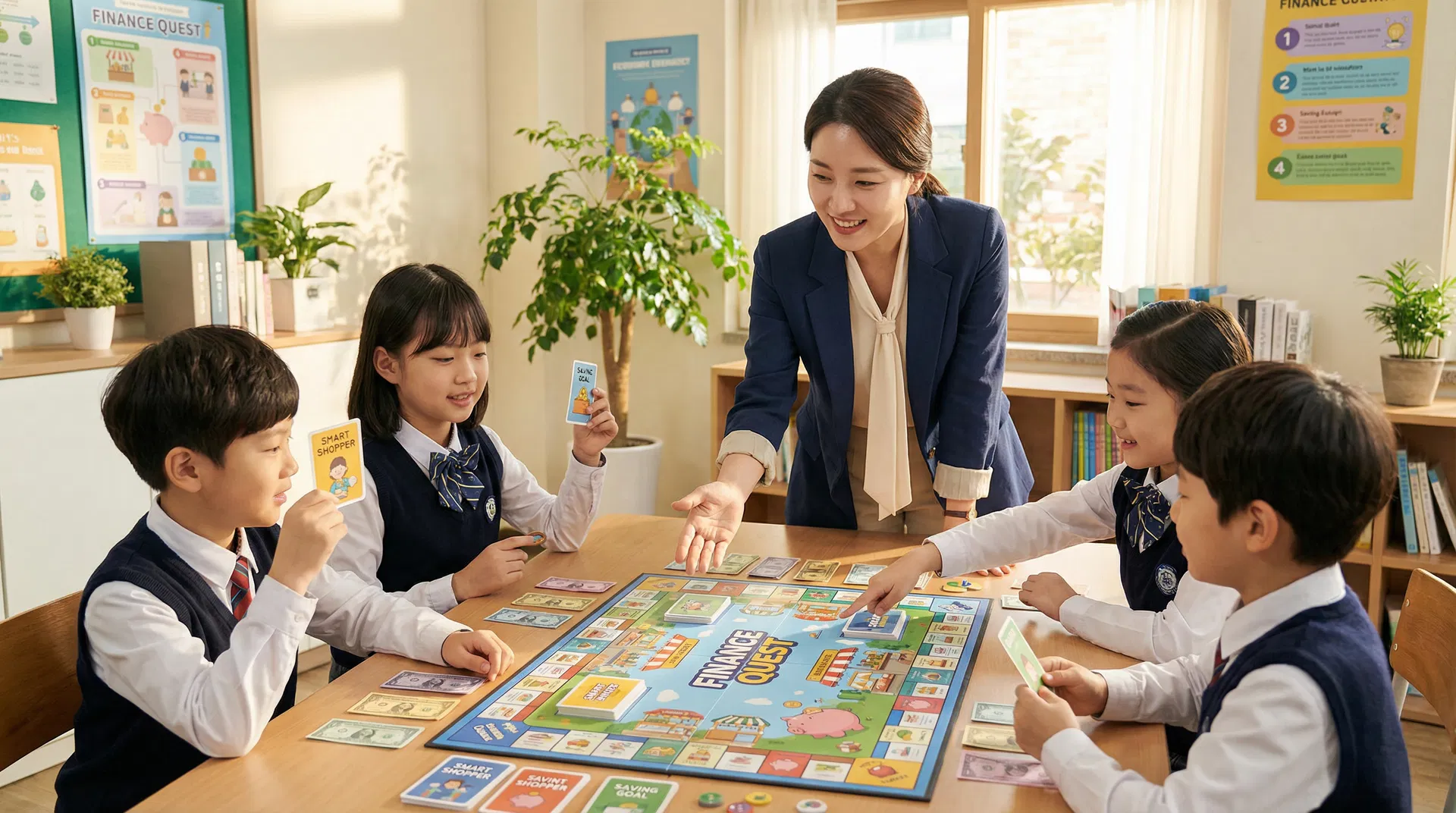 보드게임 교구를 활용하는 한국 교사와 학생들