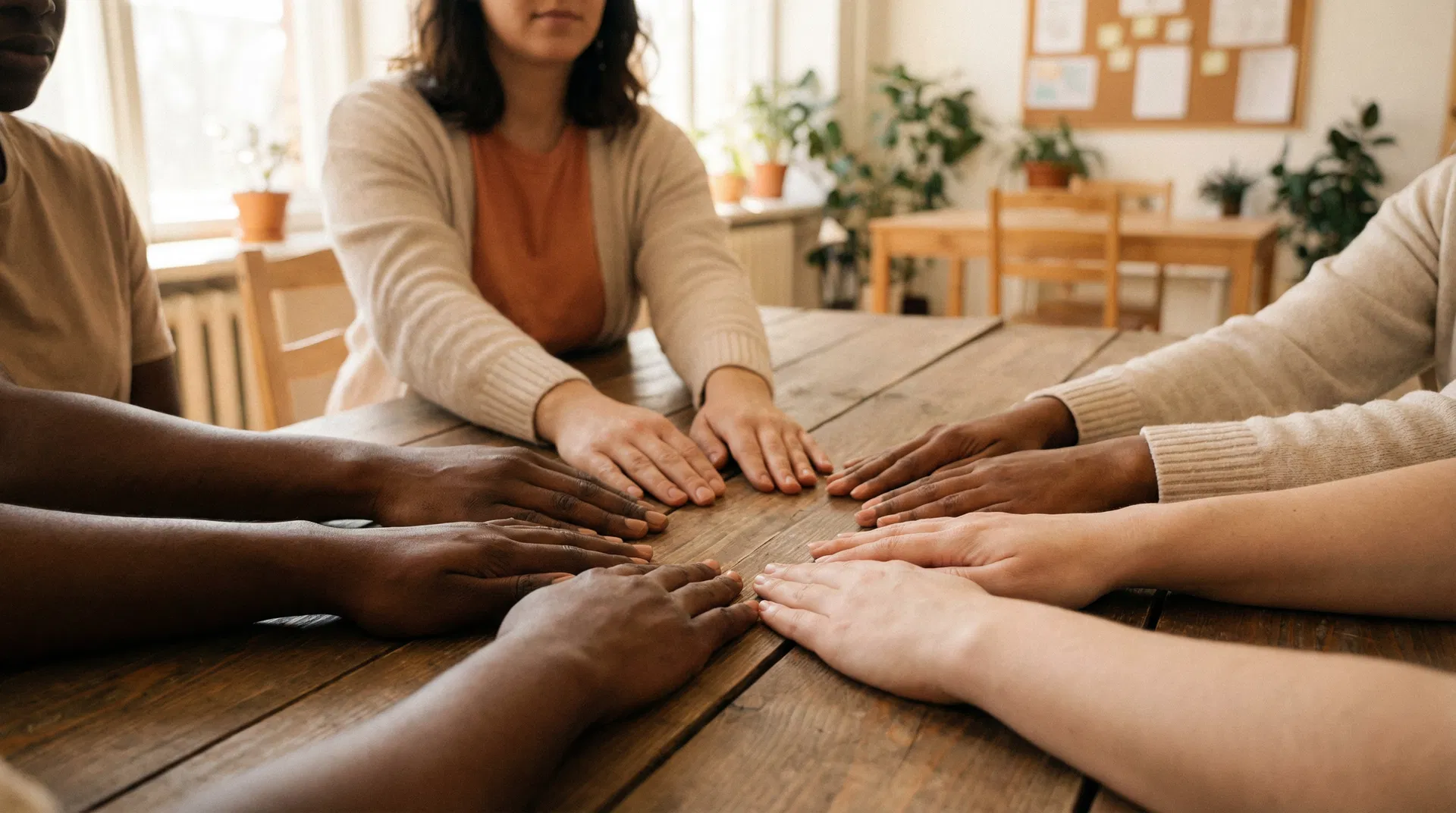 Community members coming together in support