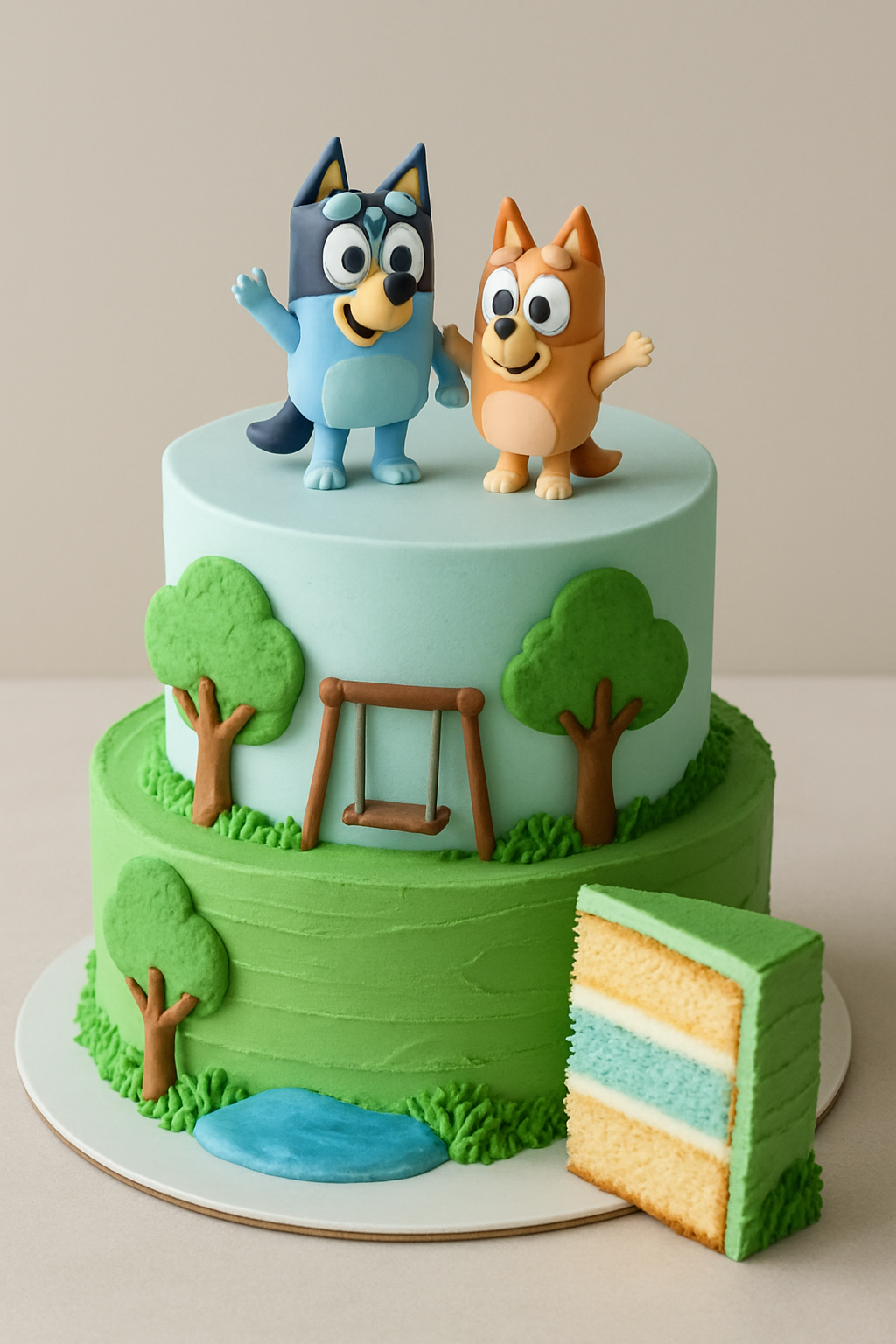 Bolo Bluey e Bingo no Parque