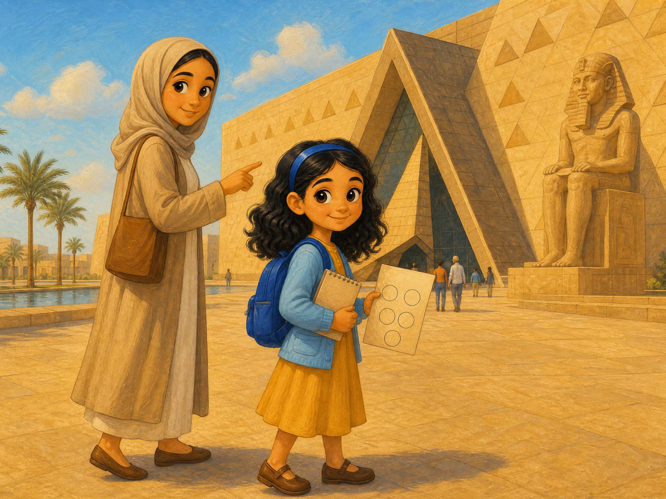 مريم تصل إلى المتحف مع والدتها