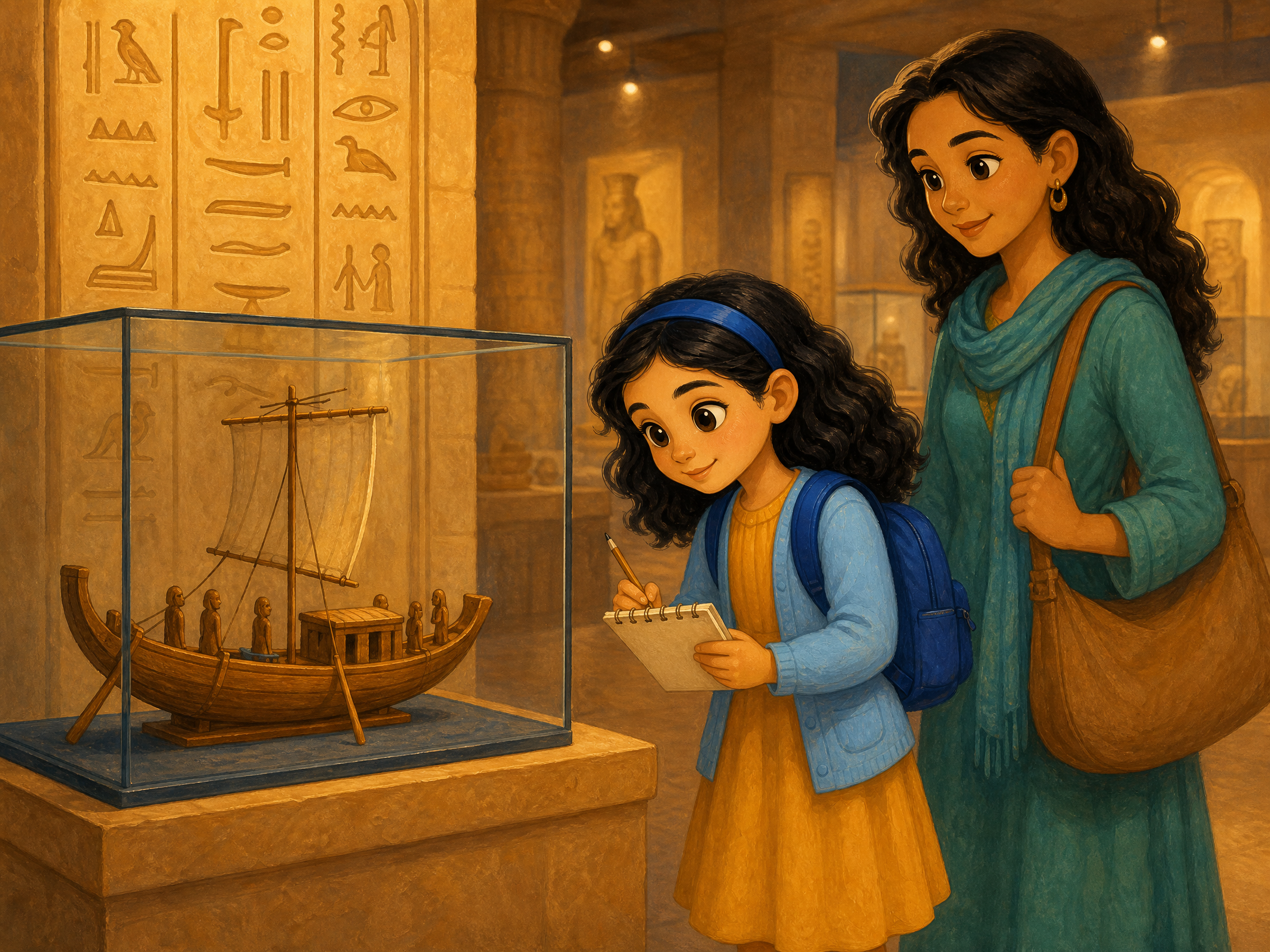 مريم تكتشف نموذج القارب والنقوش