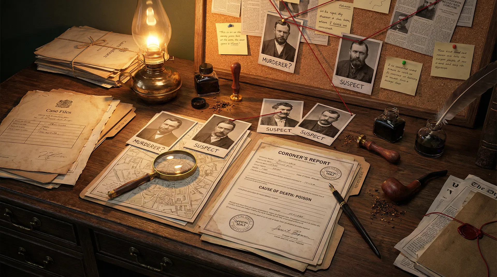 Victorian detective's evidence desk