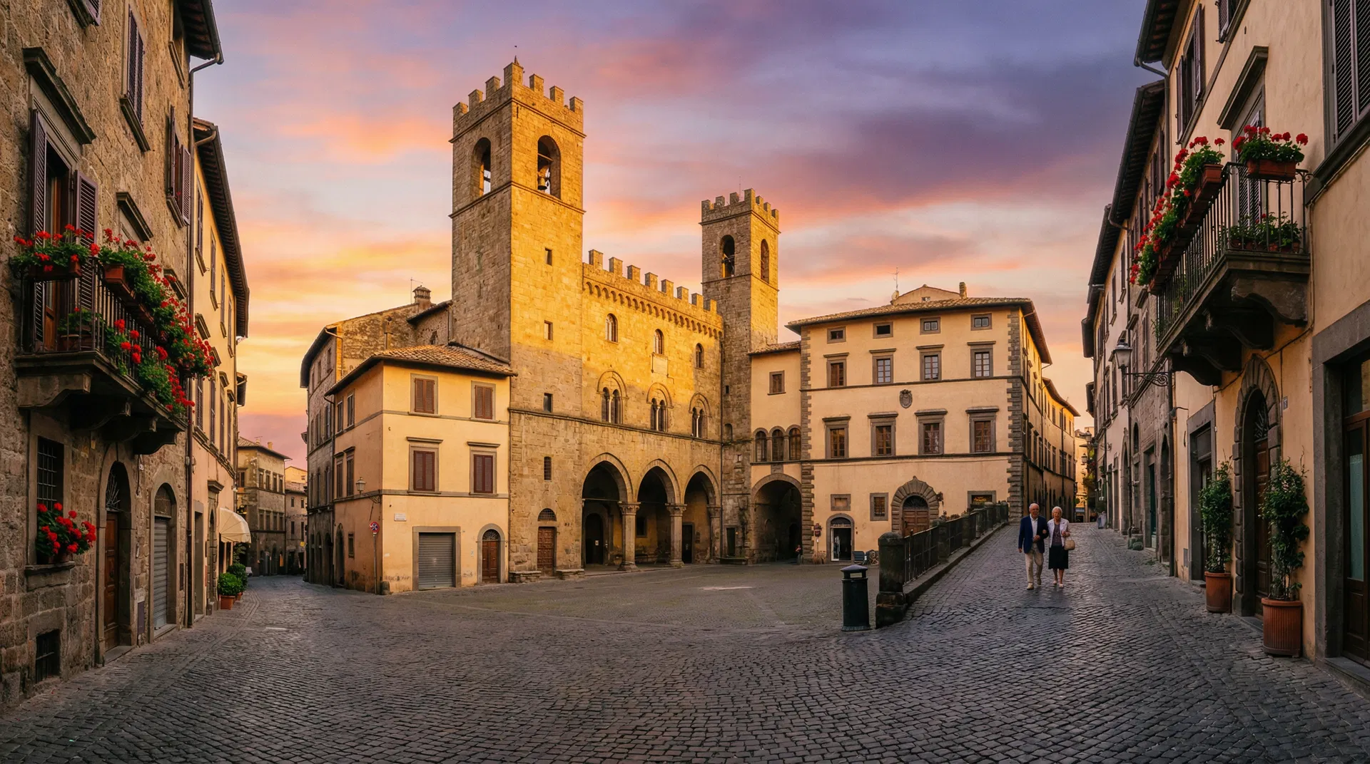 Centro storico di Viterbo al tramonto
