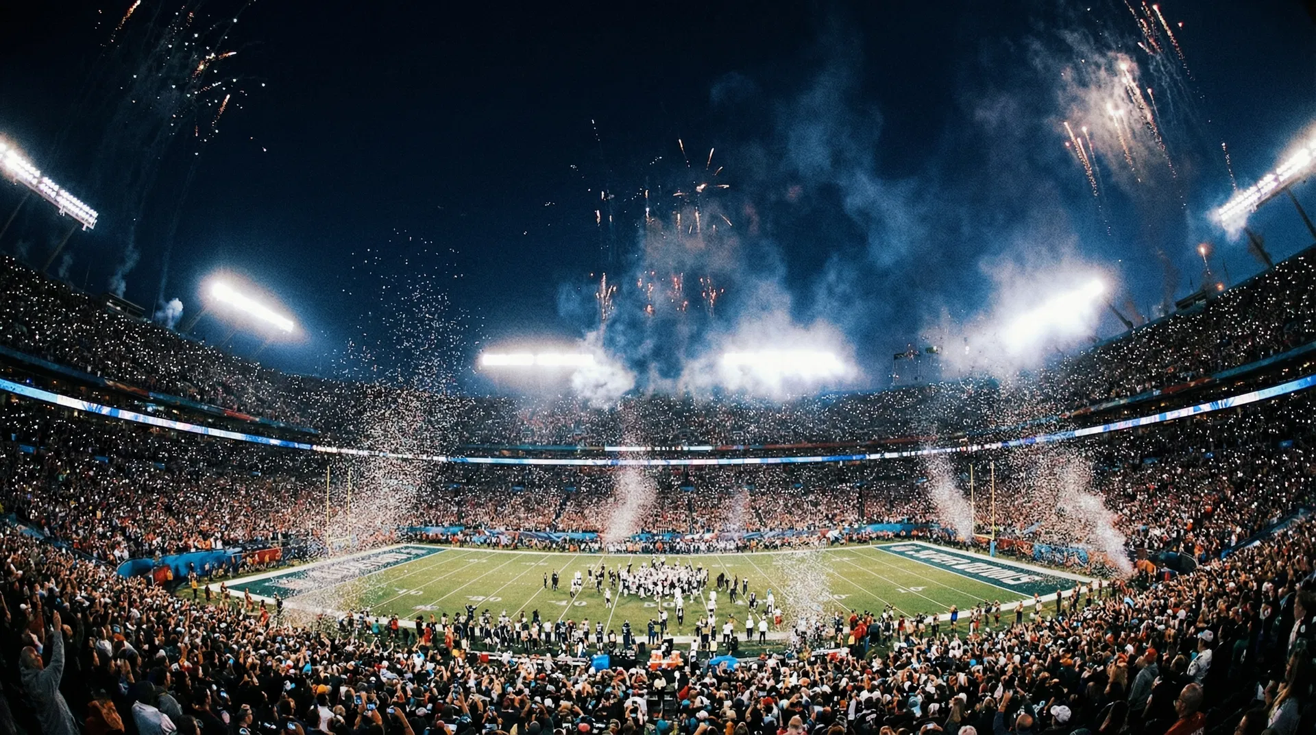 Super Bowl stadium at night
