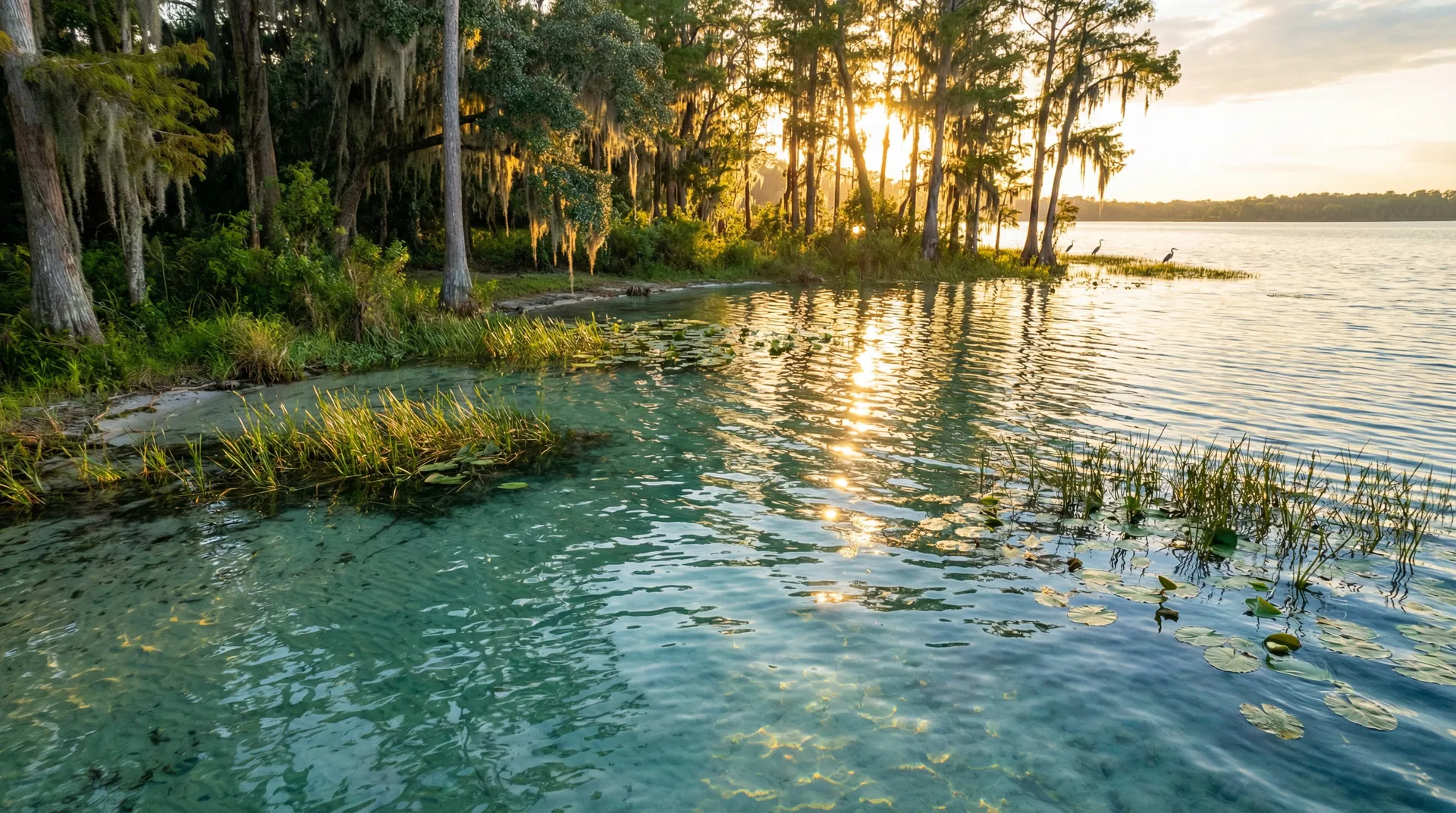 What a healthy Florida lake looks like — clear water, visible bottom, native vegetation