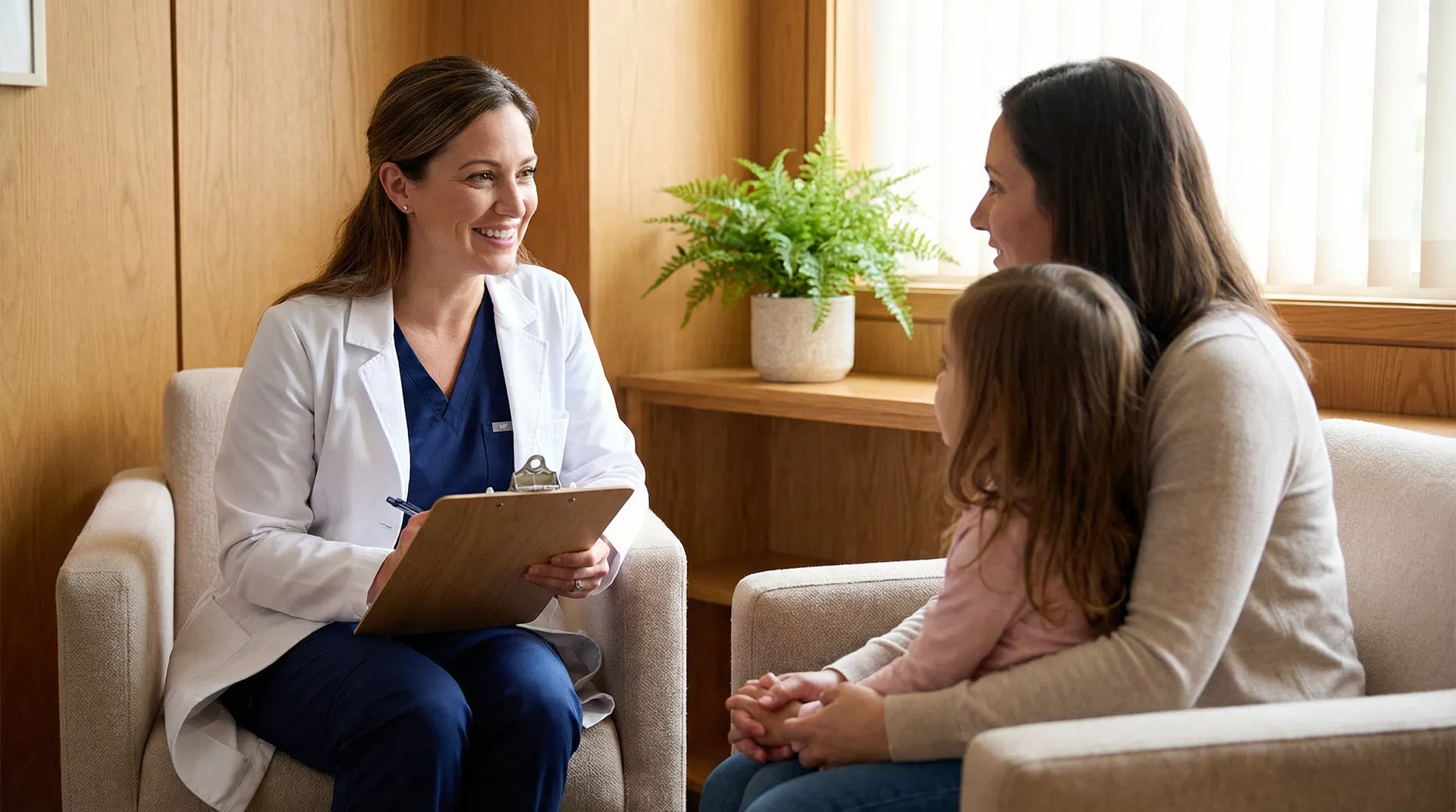 Provider consulting with a family at EverLife clinic in Slidell