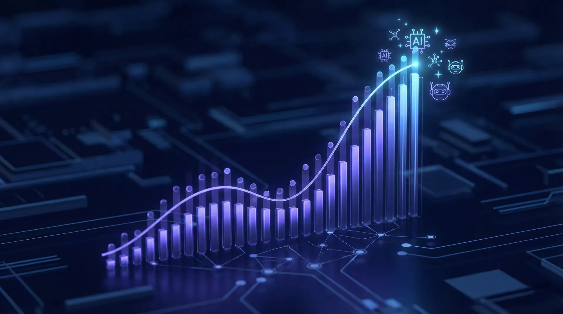 AI-powered growth chart showing increasing search visibility over time