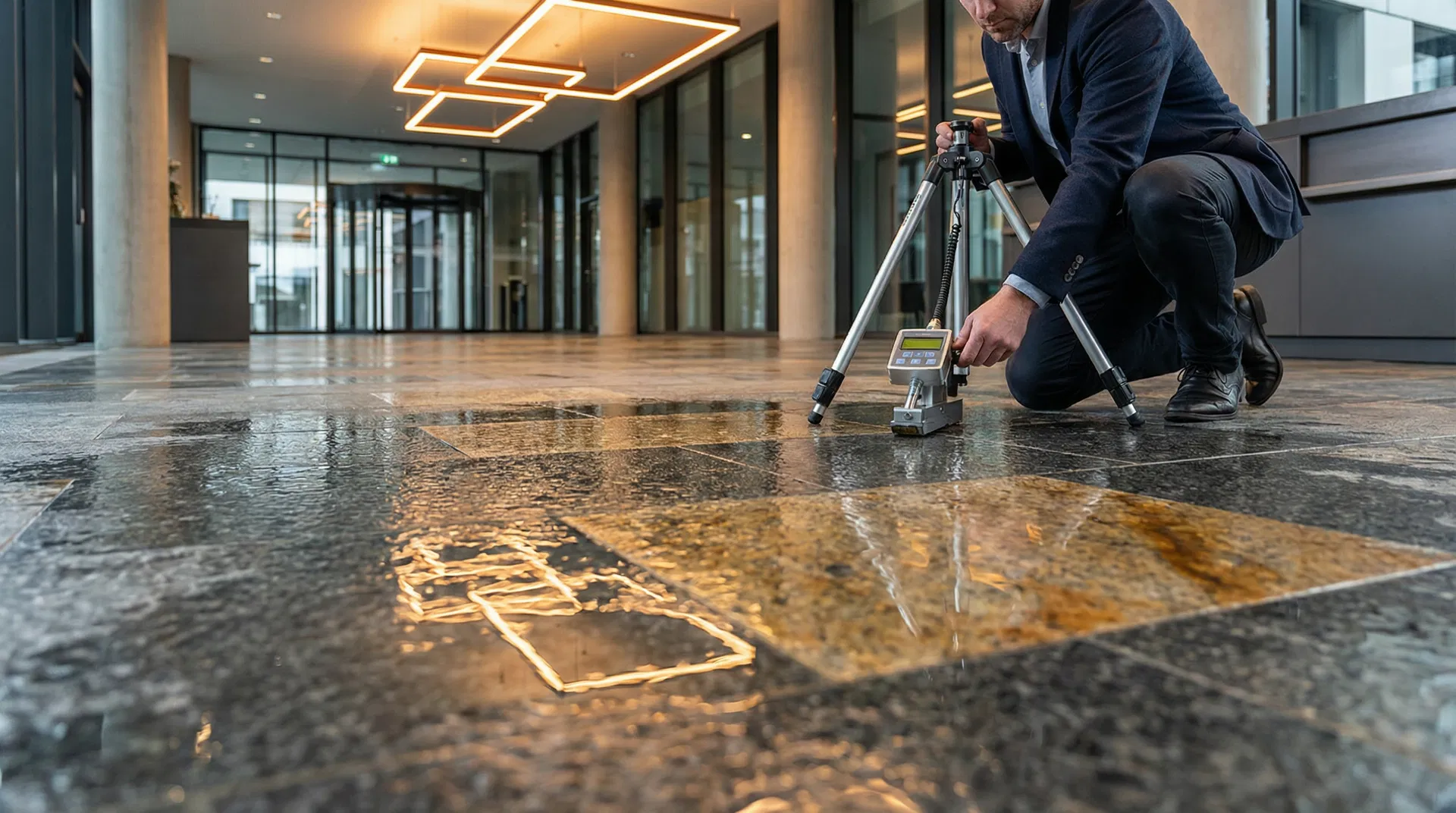 Professionelle Rutschsicherheitsmessung auf Natursteinboden