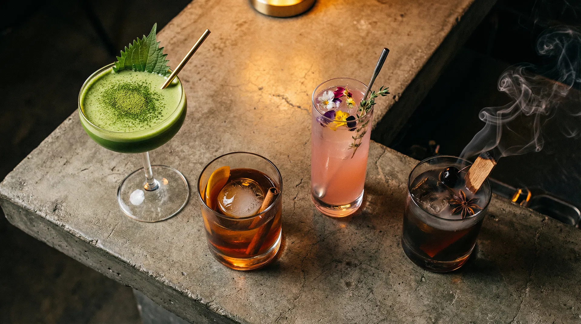 Signature Cocktails auf Beton-Bar Luzern NOKUNA
