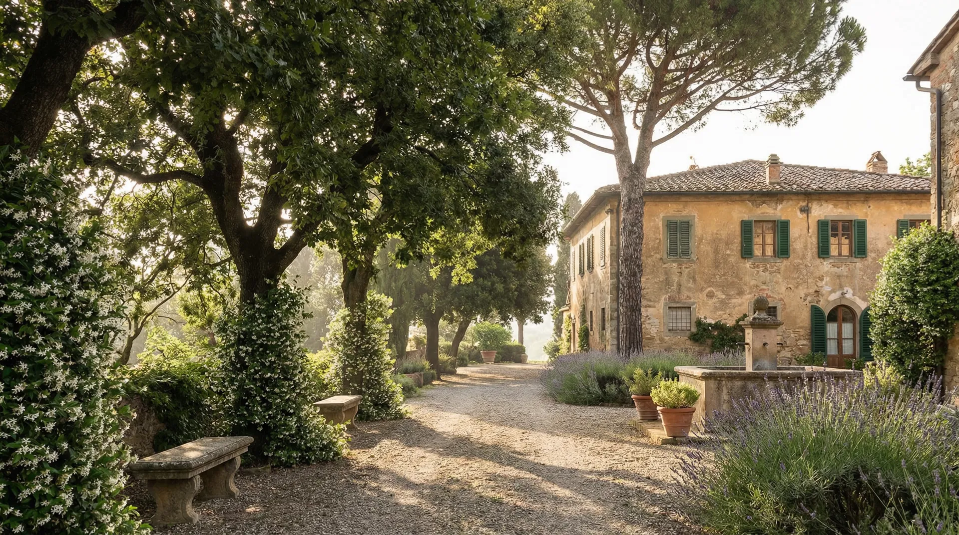Giardino con alberi secolari della Nazareth Residence a Viterbo