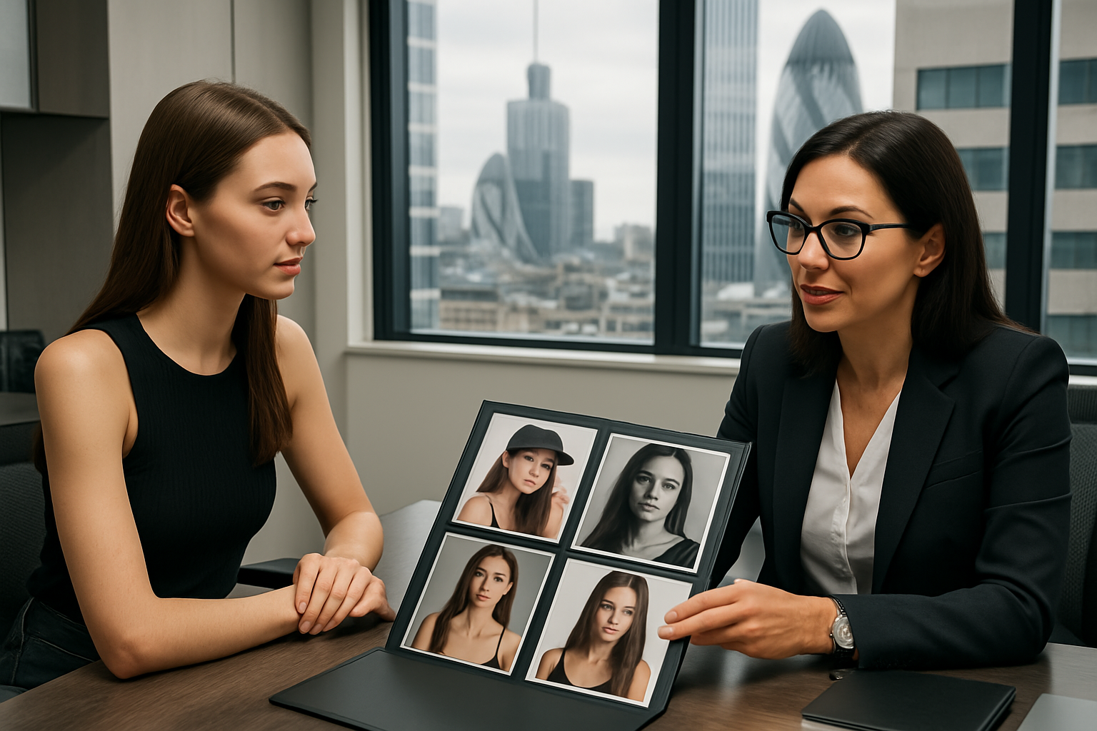 Professional modeling consultation with warning signs