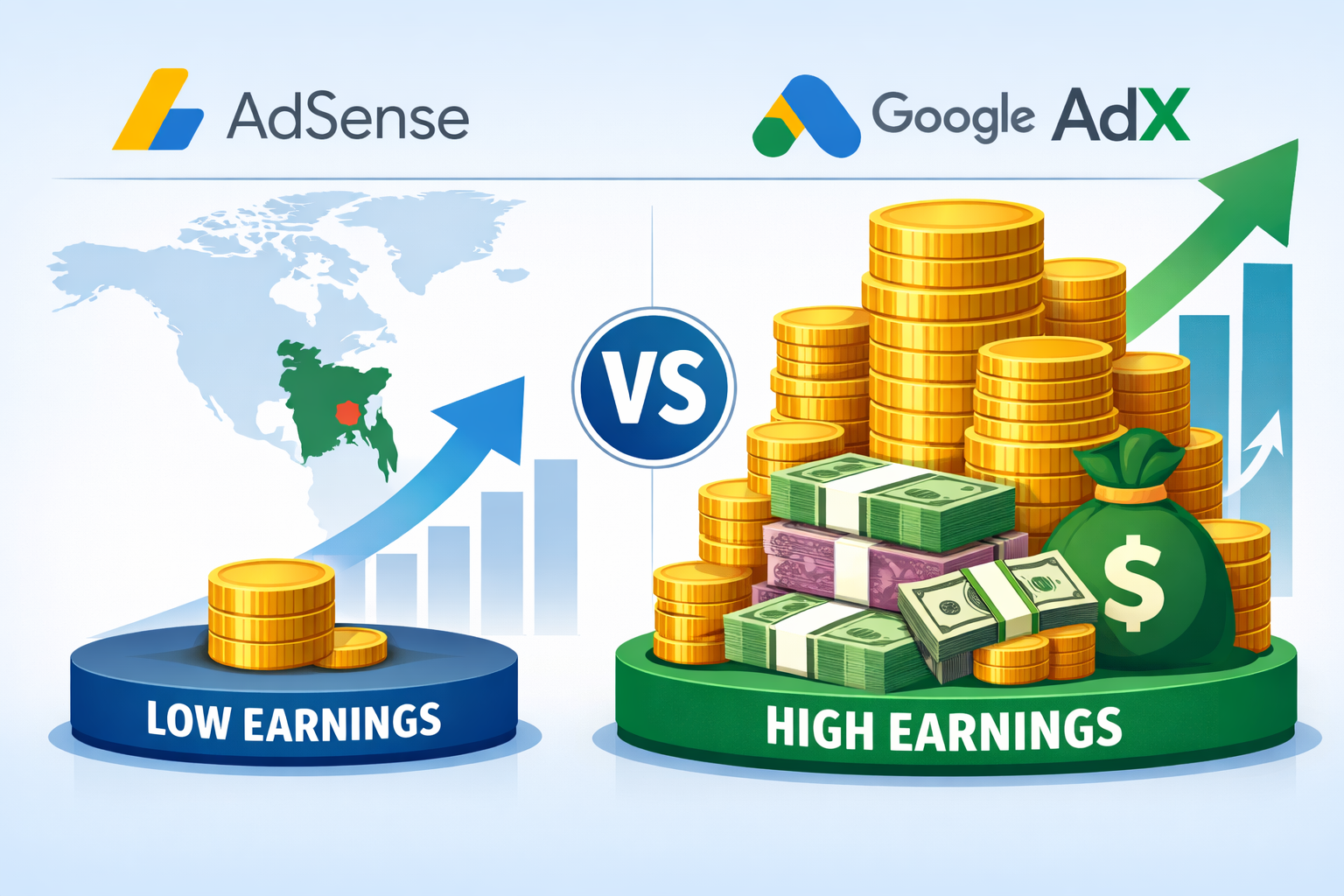 AdX earnings in Bangladesh Comparison of AdSense vs AdX earnings for Bangladeshi publishers
