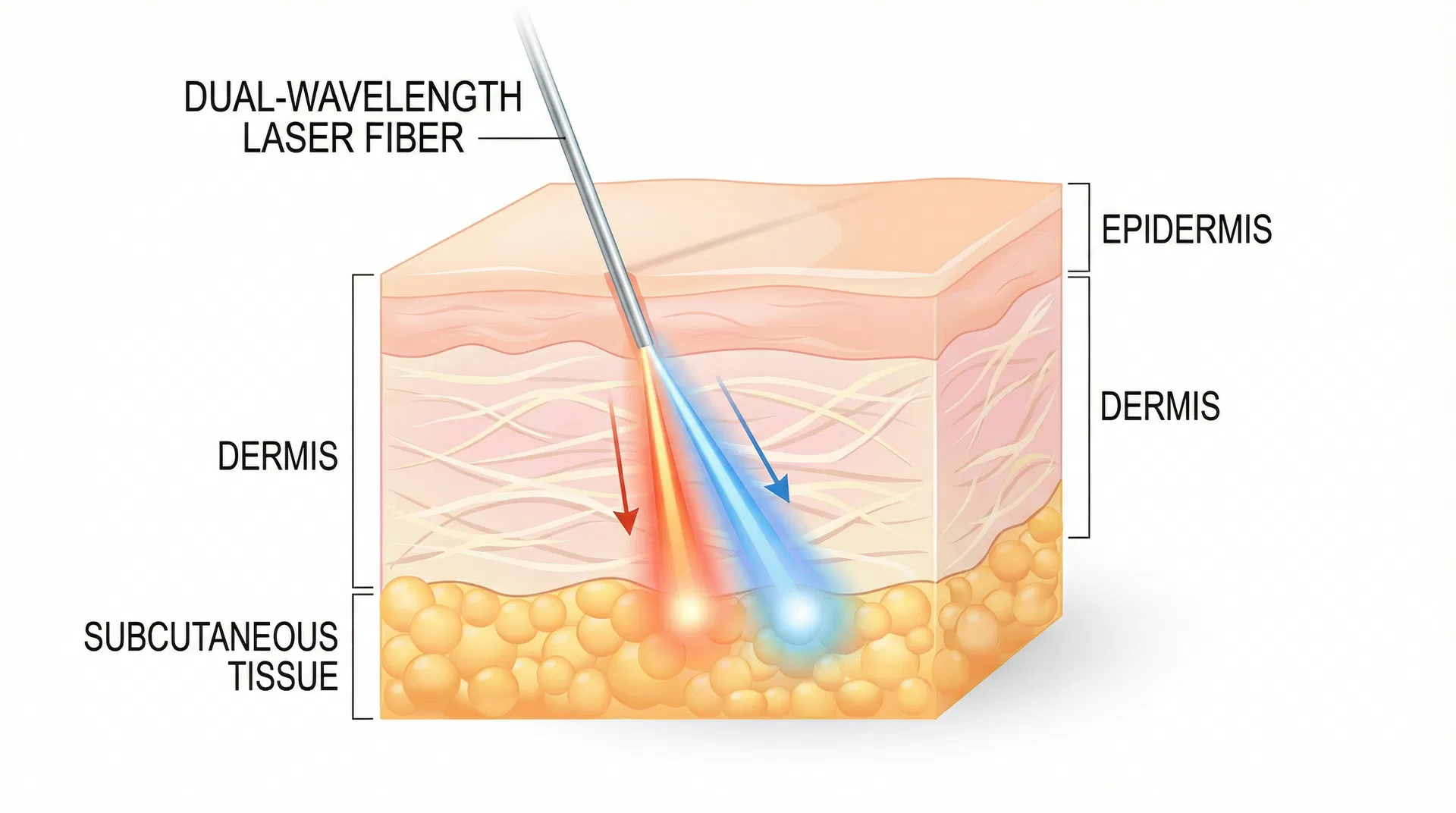Dual-wavelength laser skin cross-section