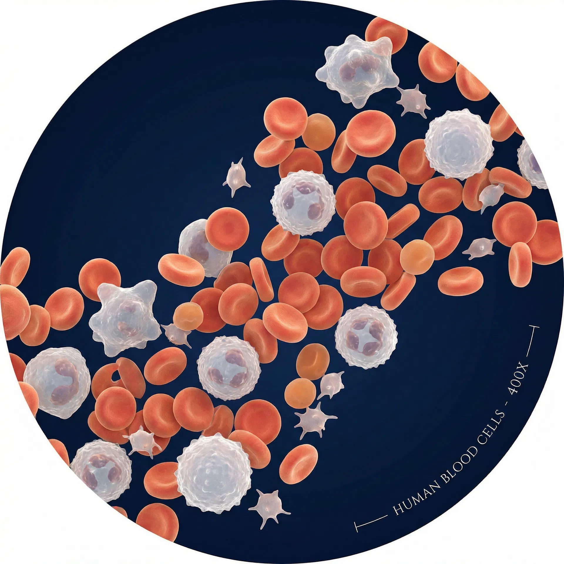 Blood cells microscope view