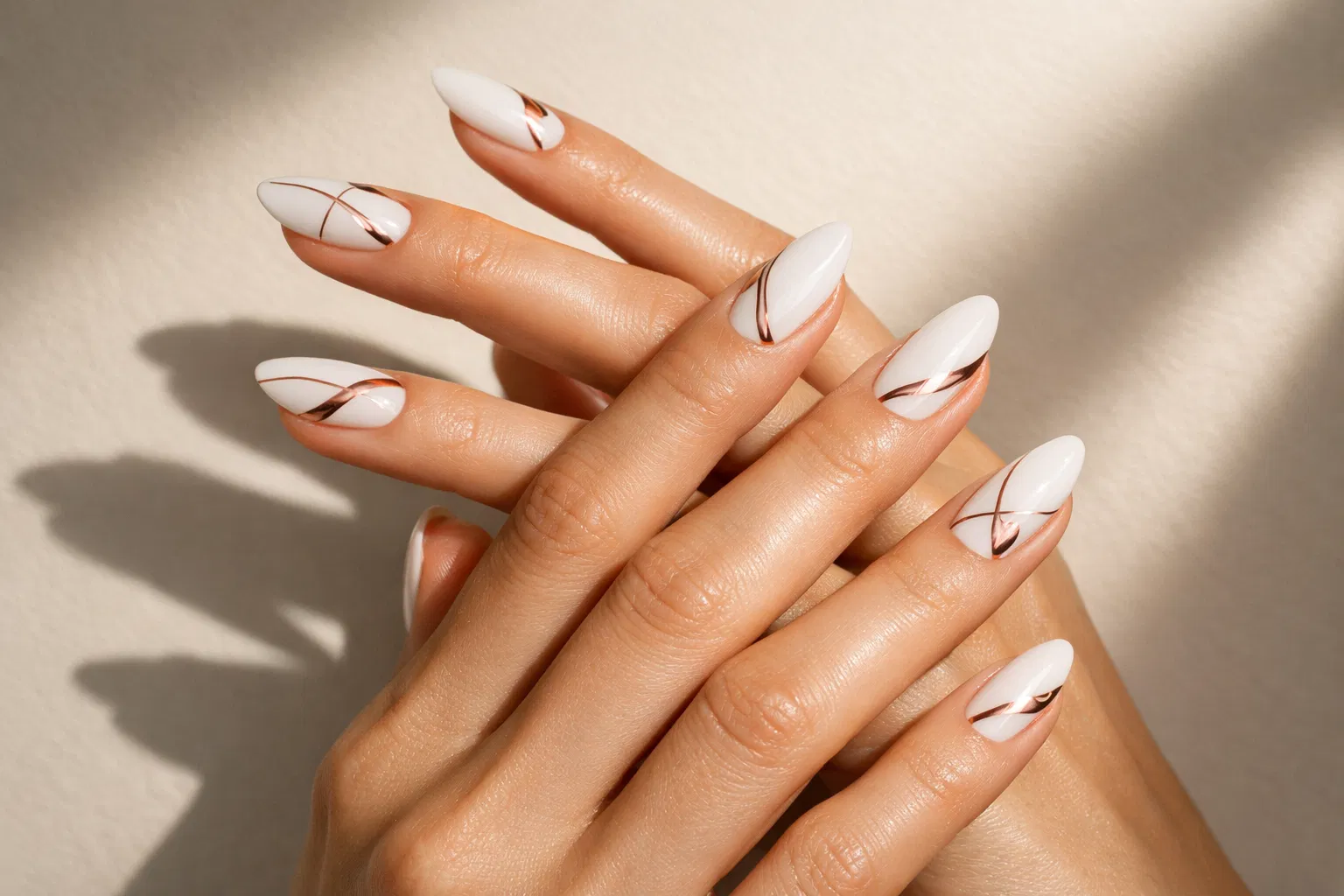 Elegant nail art with Cloud Dancer design