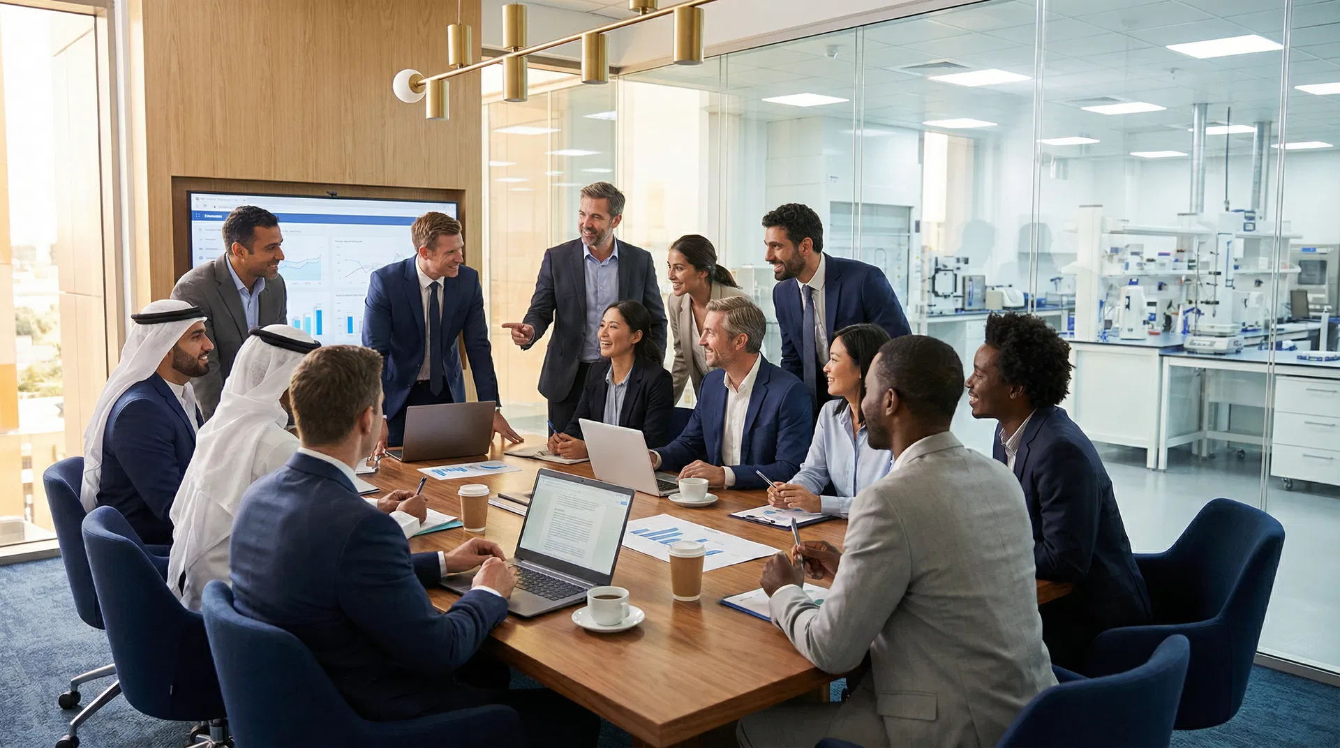 Diverse international team collaborating