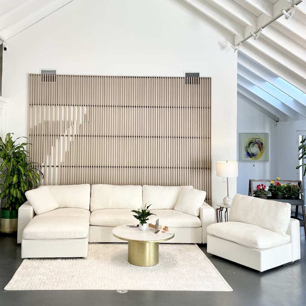 A living room with a flexible, modular sofa.