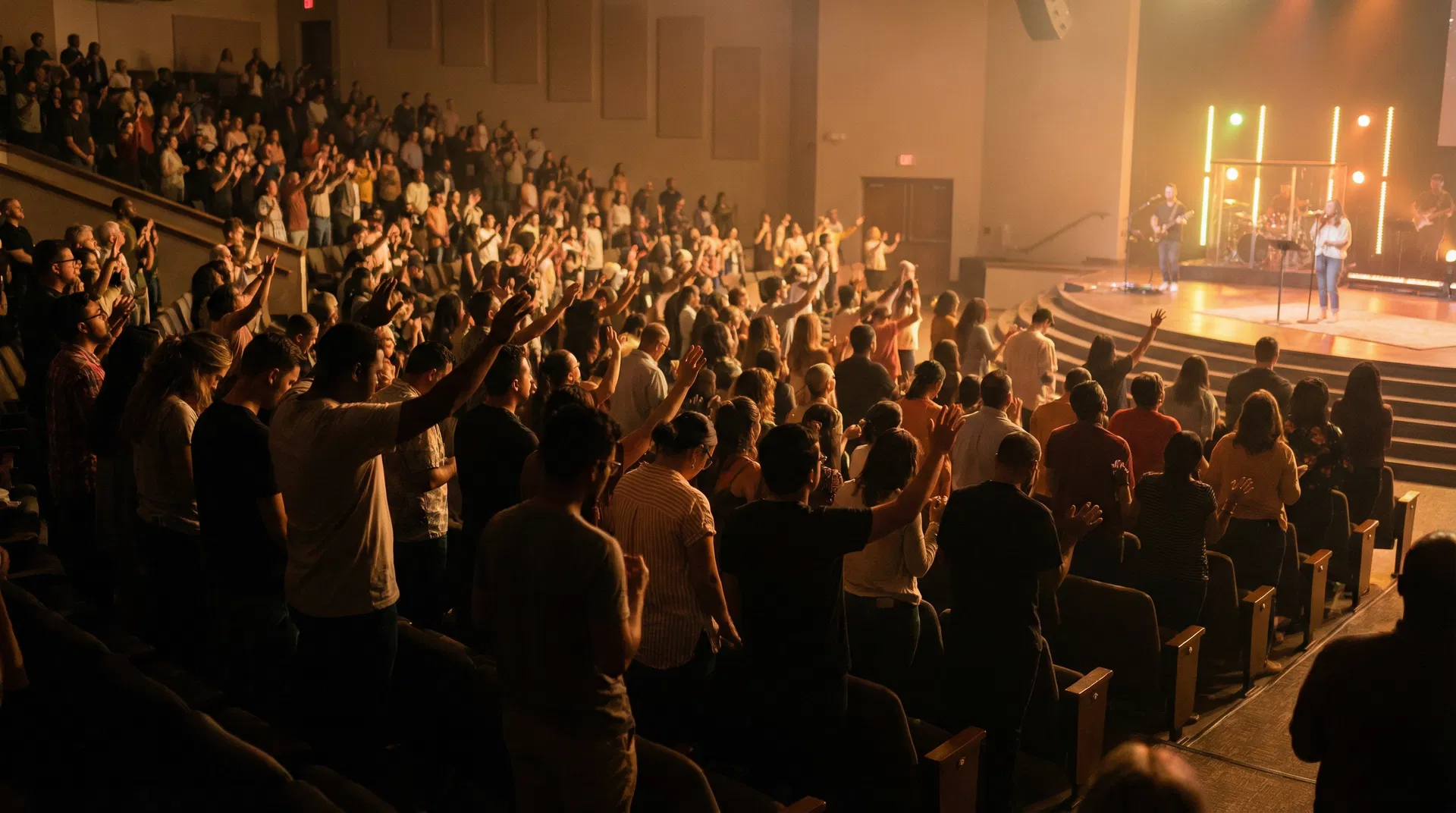 Church congregation in worship