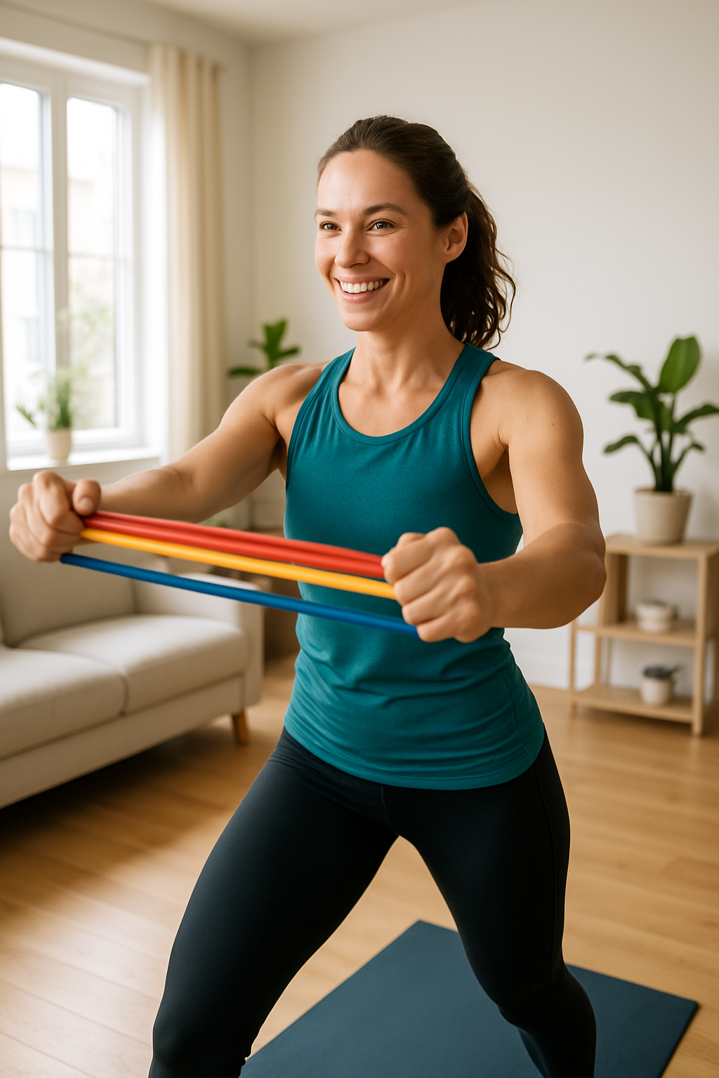 Hero Image: Person doing resistance band exercises at home