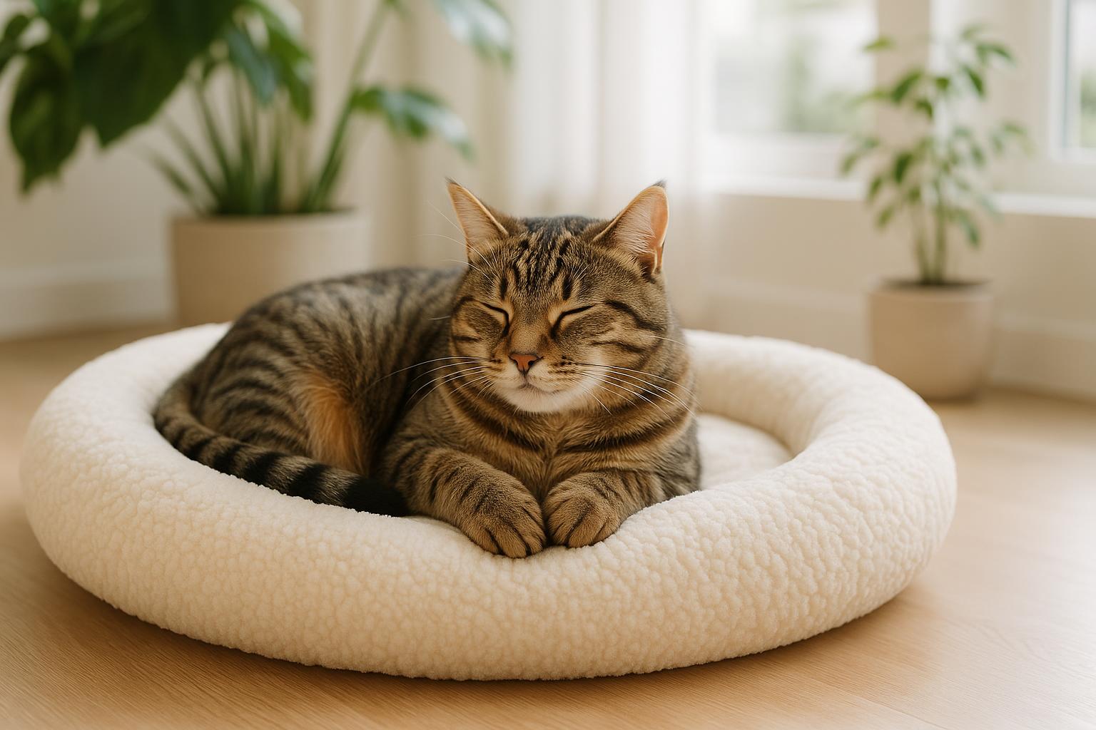 Hoofdafbeelding van een kat op een comfortabel kussen