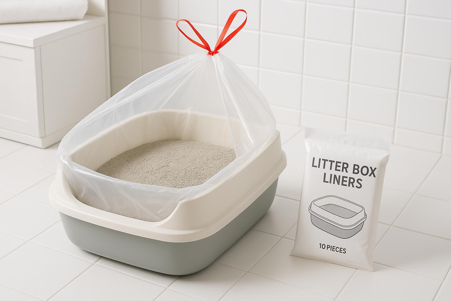 Hoofdafbeelding van kattenbakzakken in een schone omgeving