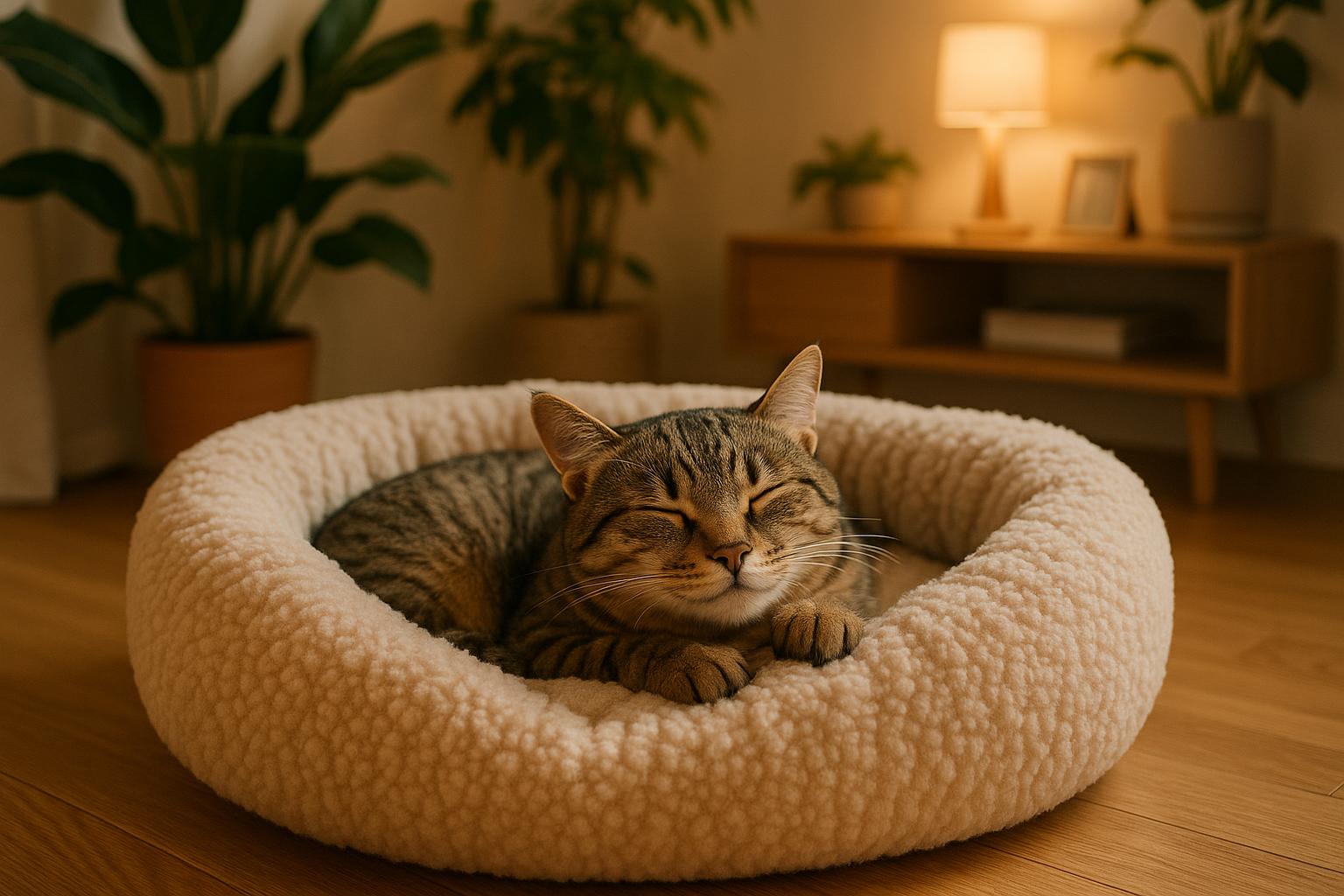 Hoofdafbeelding van een kat in een comfortabel bed