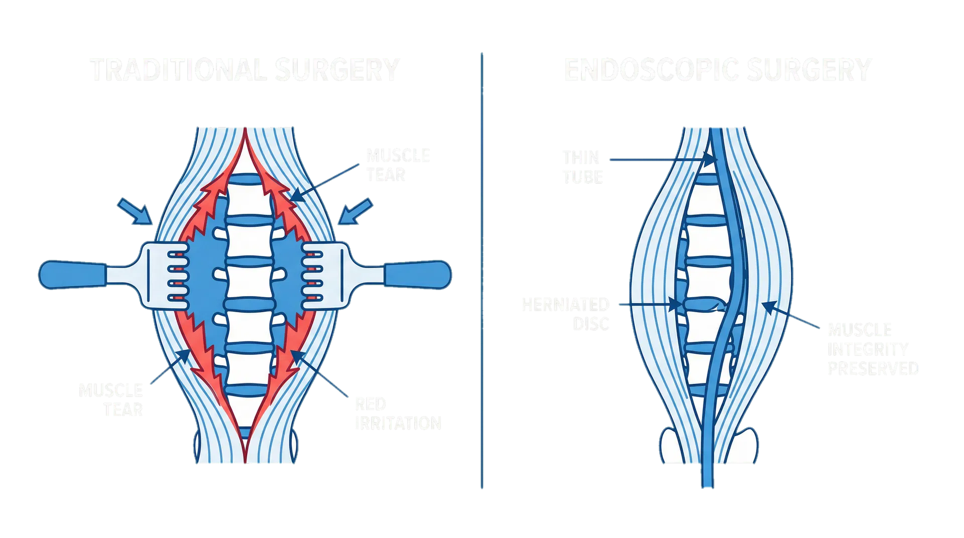 Diagrama abordaje muscular endoscopía de columna sin daño