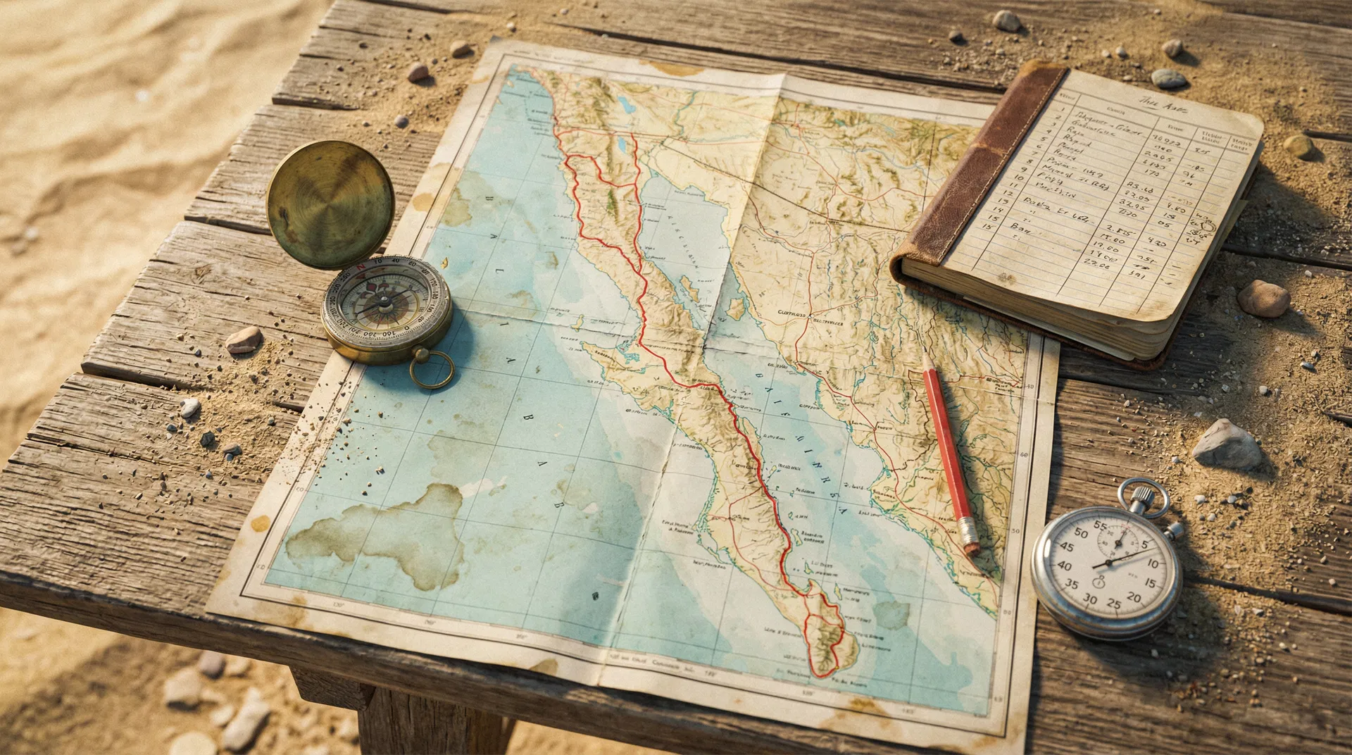 Vintage map and compass