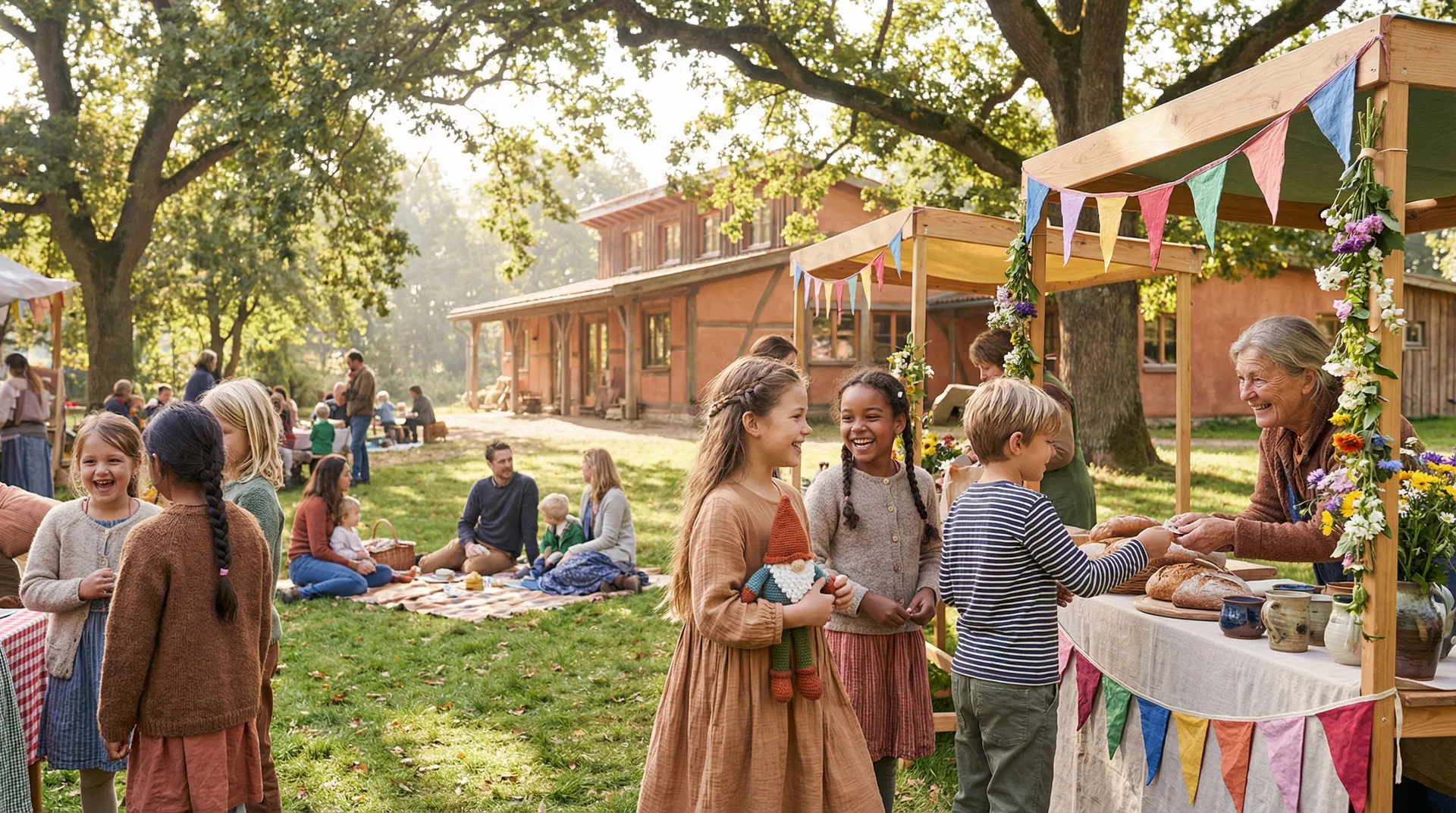 Waldorf school festival with children and families