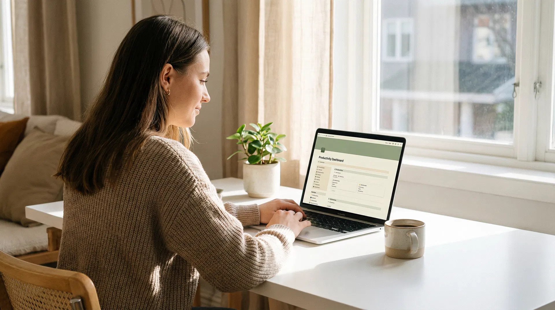 Focused professional using Notion