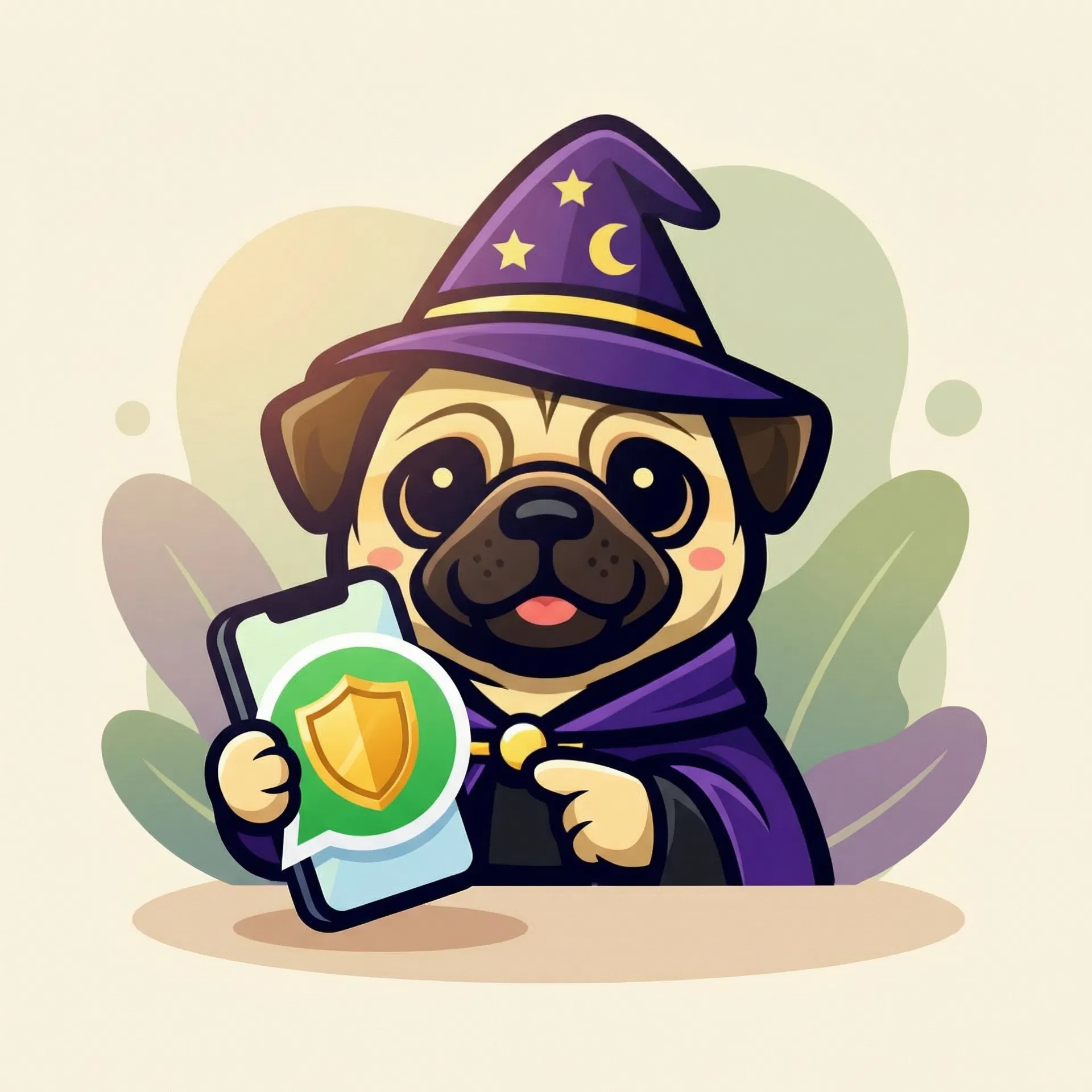 Pug recebendo mensagem pelo WhatsApp