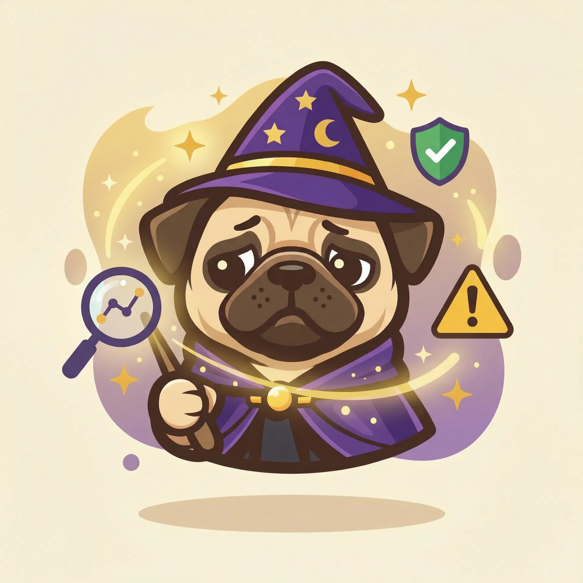 Pug analisando conteúdo com IA