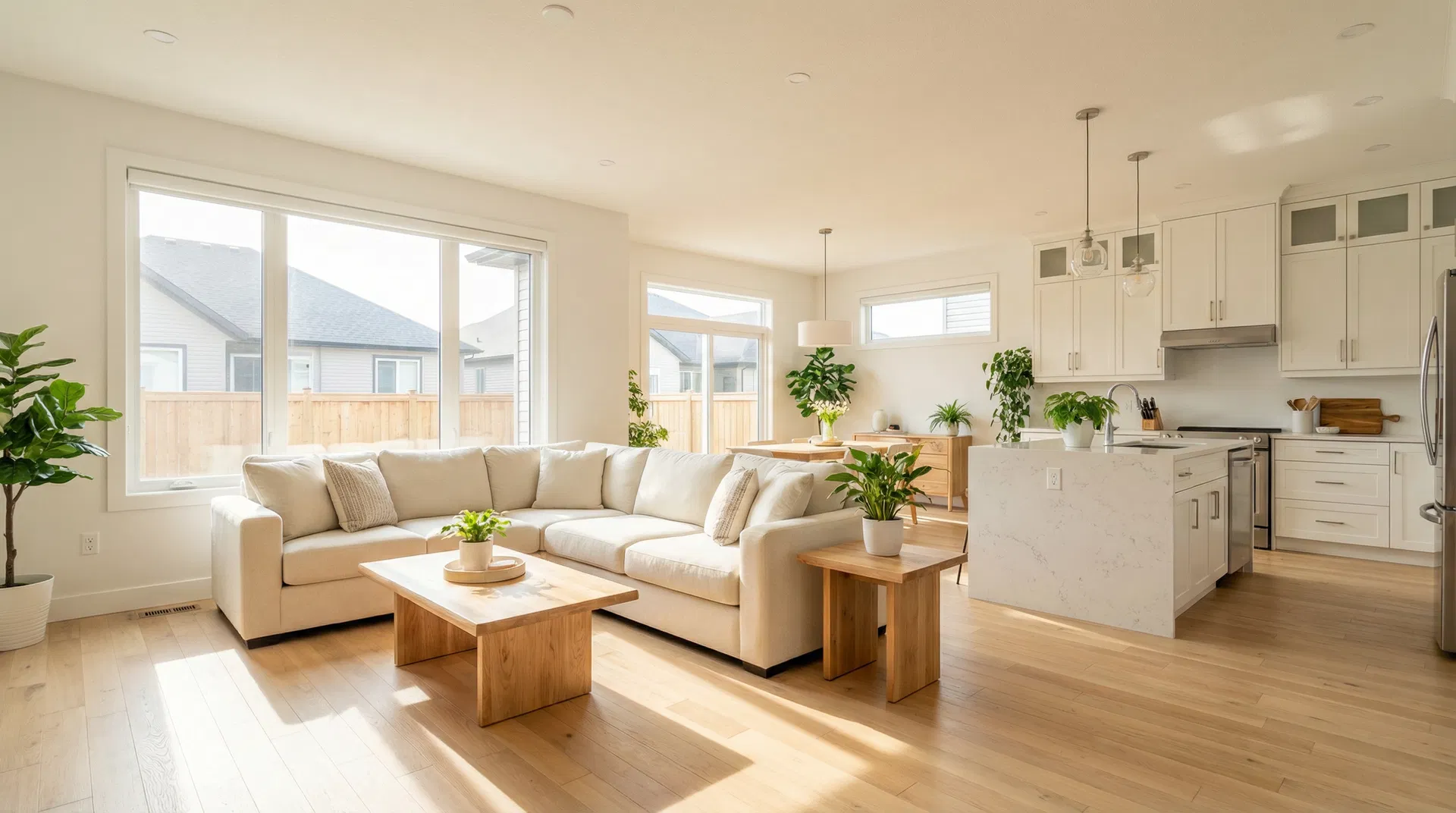 Bright, clean modern living room after ozone treatment
