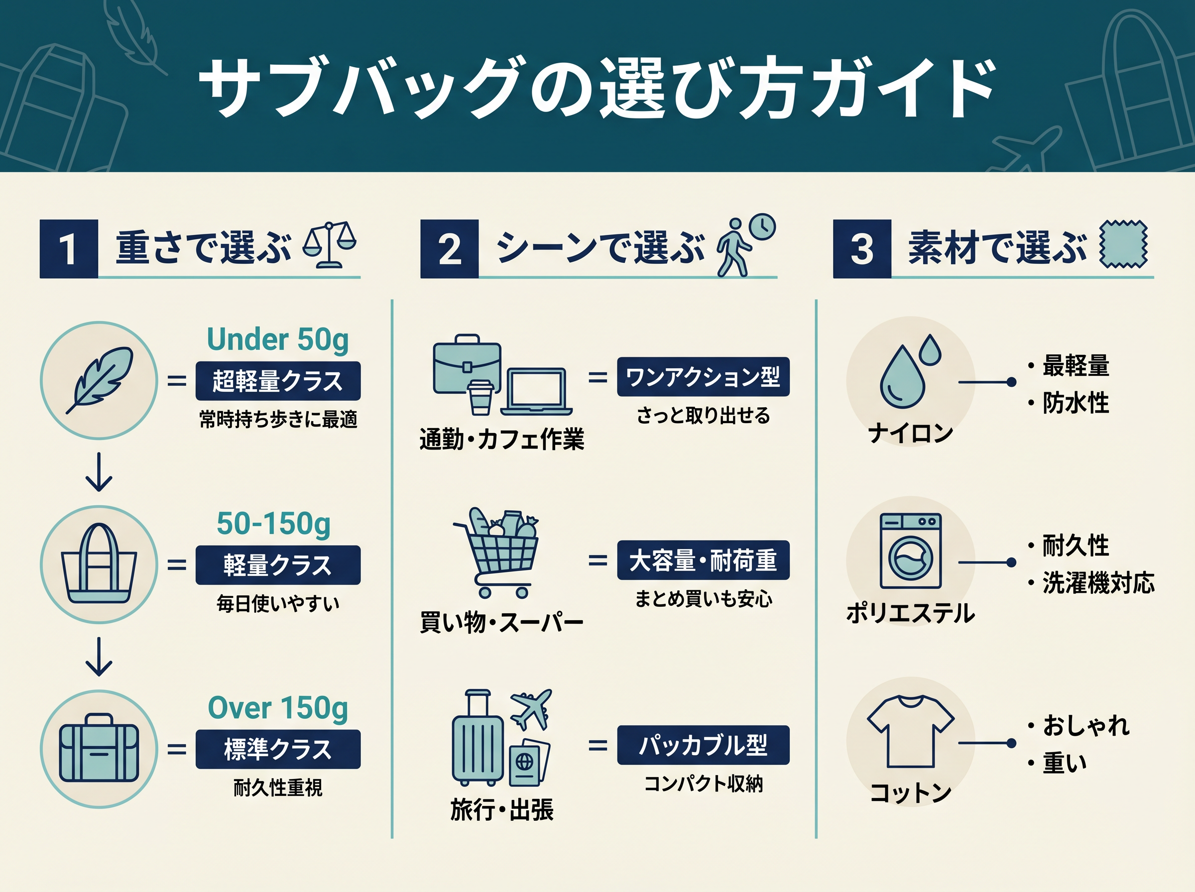 サブバッグの選び方ガイド