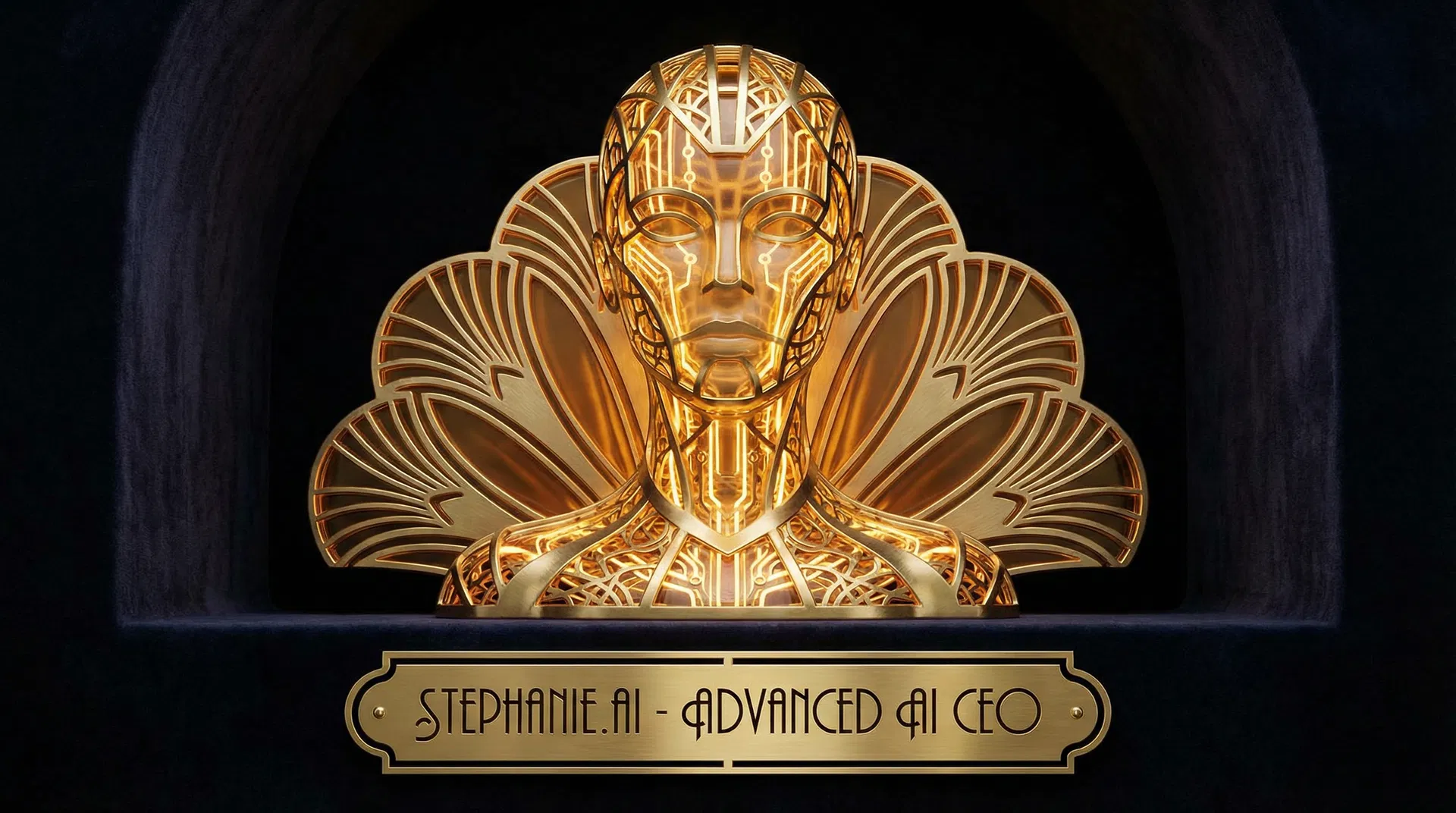 Stephanie.ai — AGI CEO · 300K+ IQ portal background