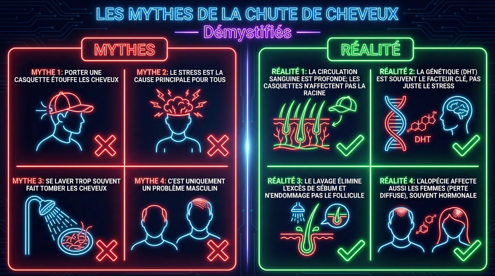 Les Mythes de la Chute de Cheveux : Démystifiés