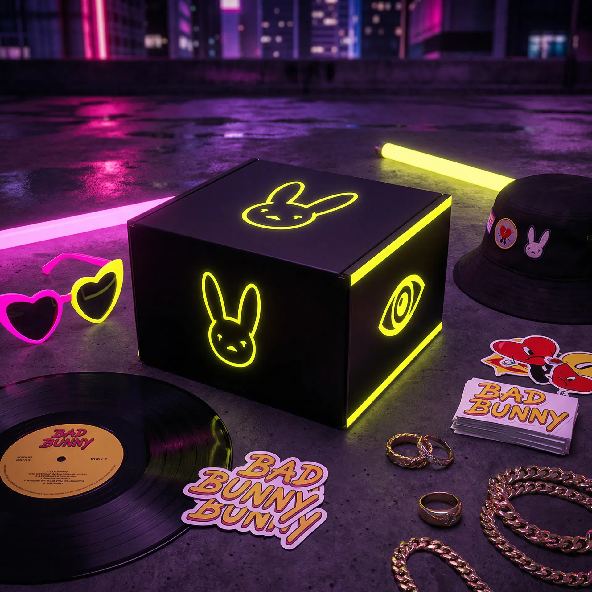 Bad Bunny - Caja sorpresa premium con Edición Especial - Merch urbano y coleccionables