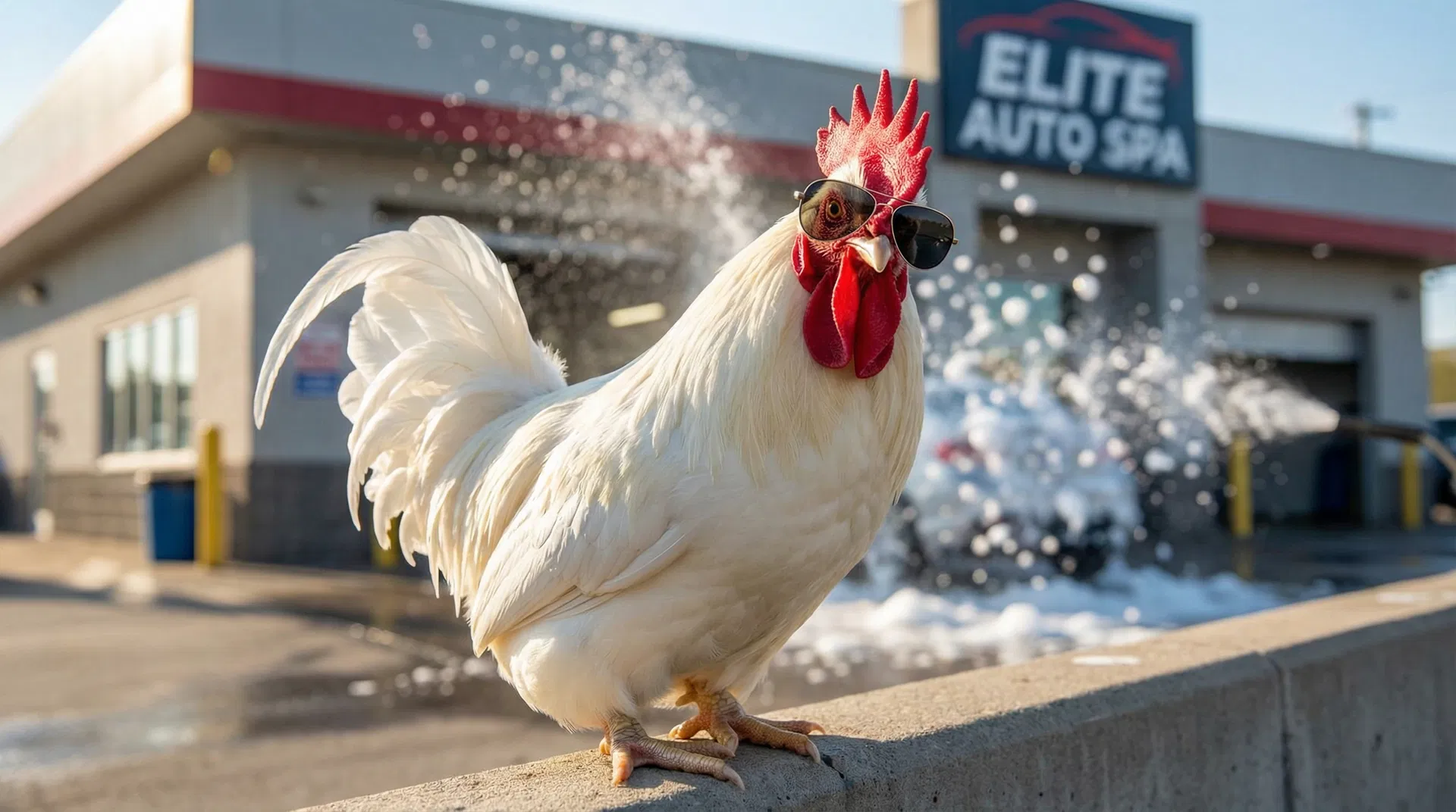 El Gallo Blanco - Mascota del Car Wash