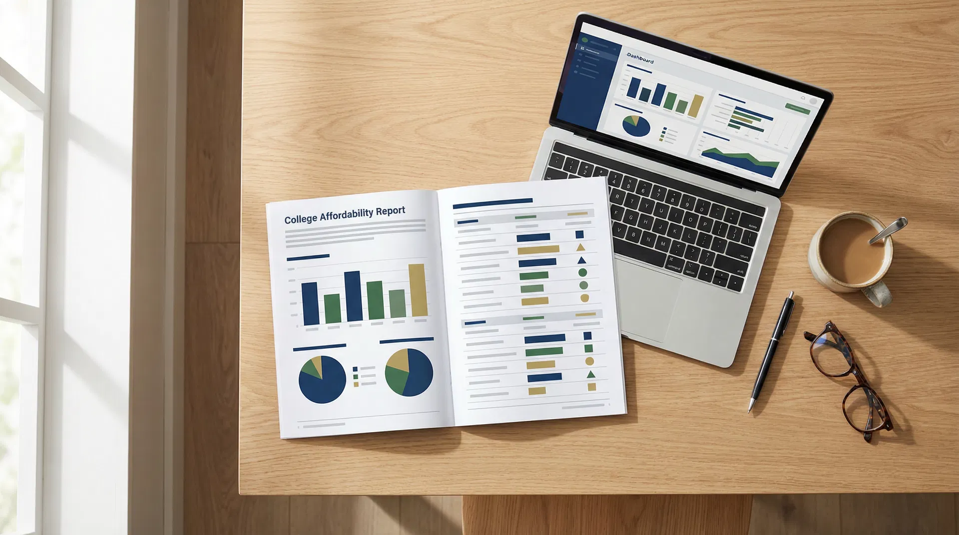 College Cost Clarifier sample report showing college comparison table, ROI analysis, and scholarship recommendations