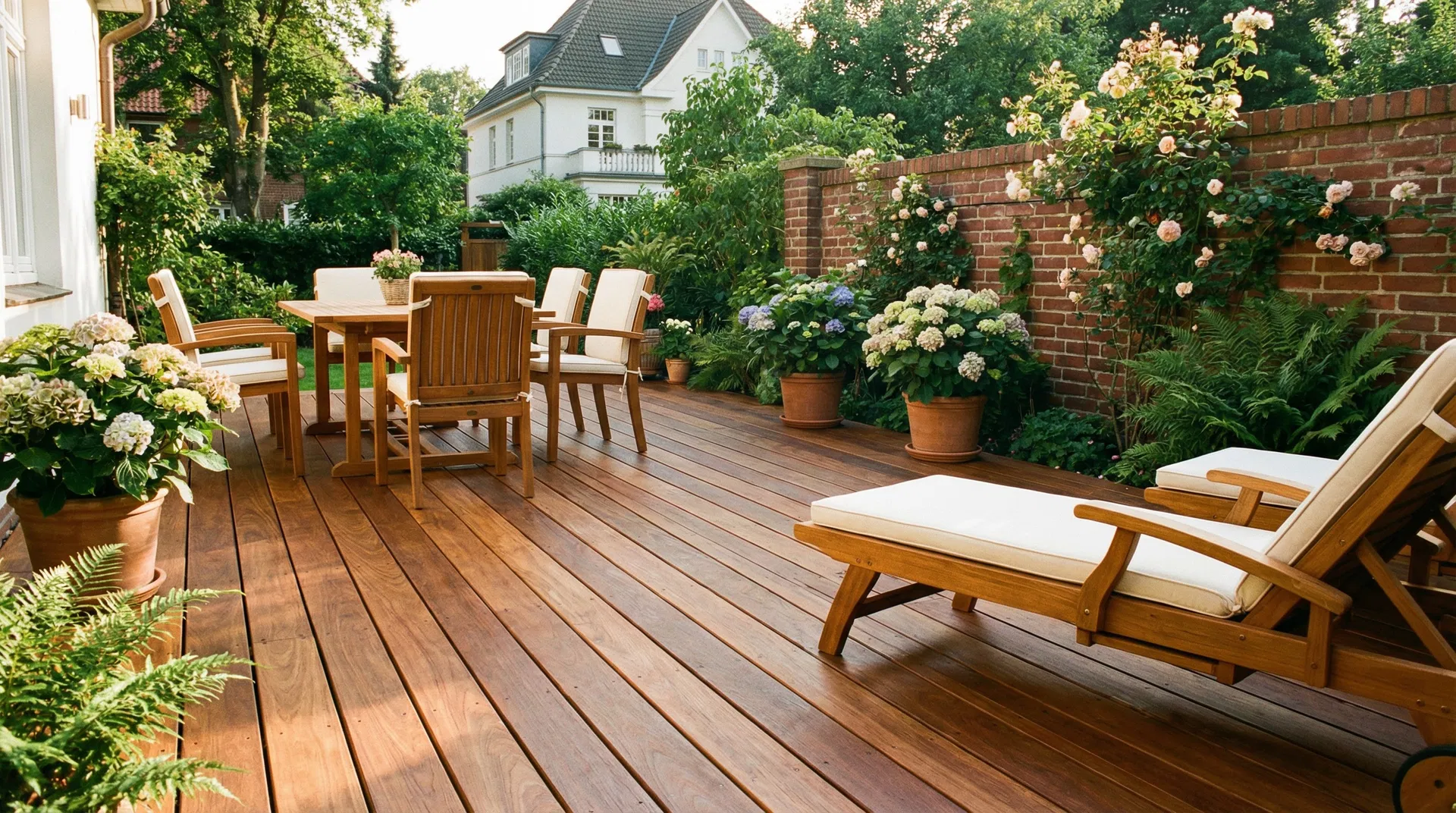 Frisch geölte Holzterrasse nachher in Hamburg Volksdorf