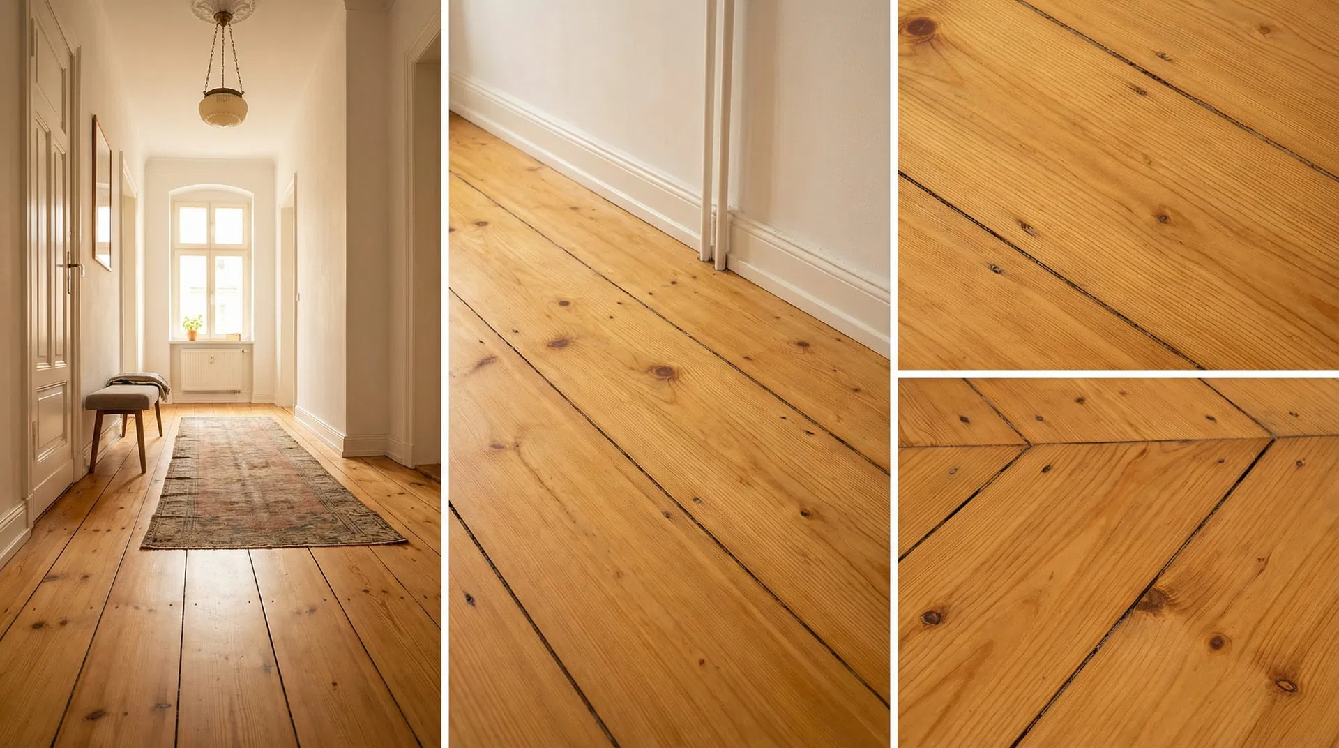 Frisch geschliffene und geölte Kieferndielen nachher in Hamburg Eimsbüttel