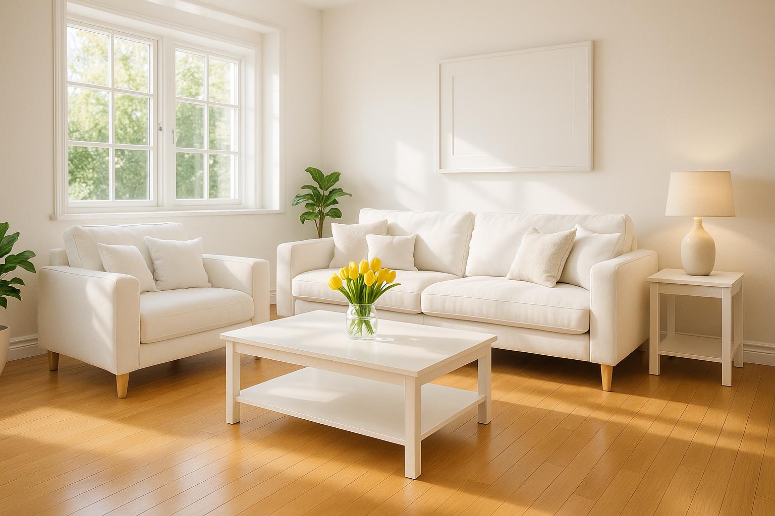 A professionally cleaned living room by a cleaning service in Rhode Island