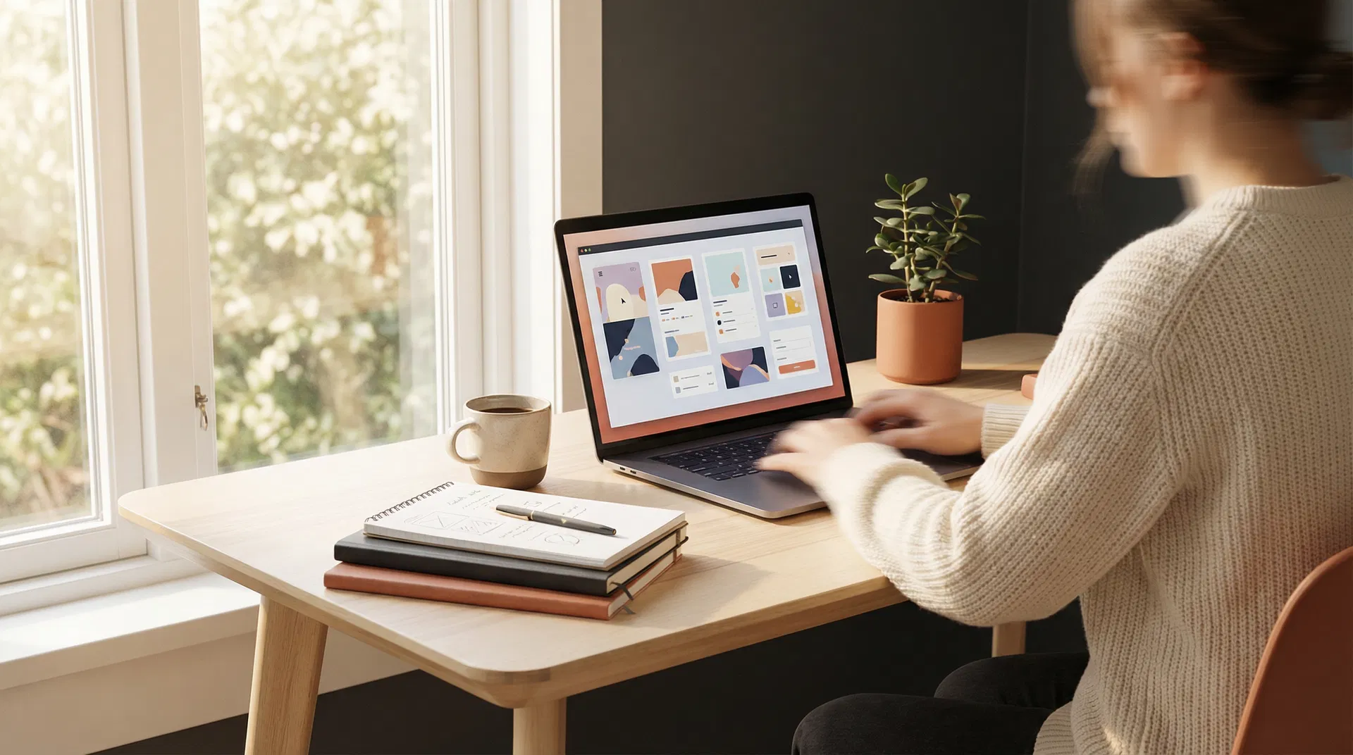 Kreativ arbetsplats med AI-driven innehållsproduktion